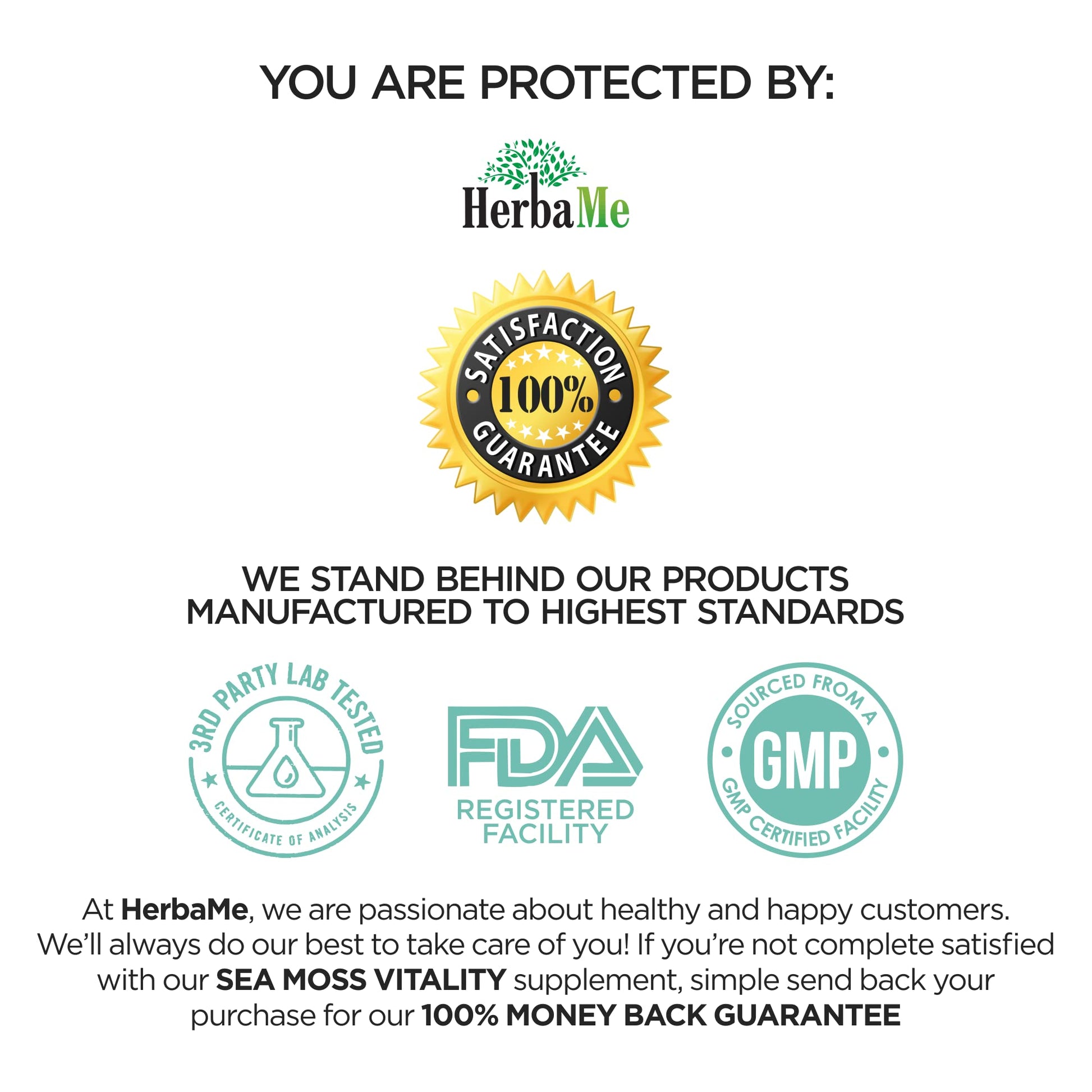 HerbaMe Organic Irish Sea Moss with Bladderwrack, Burdock Root & Black Pepper Extract HerbaMe