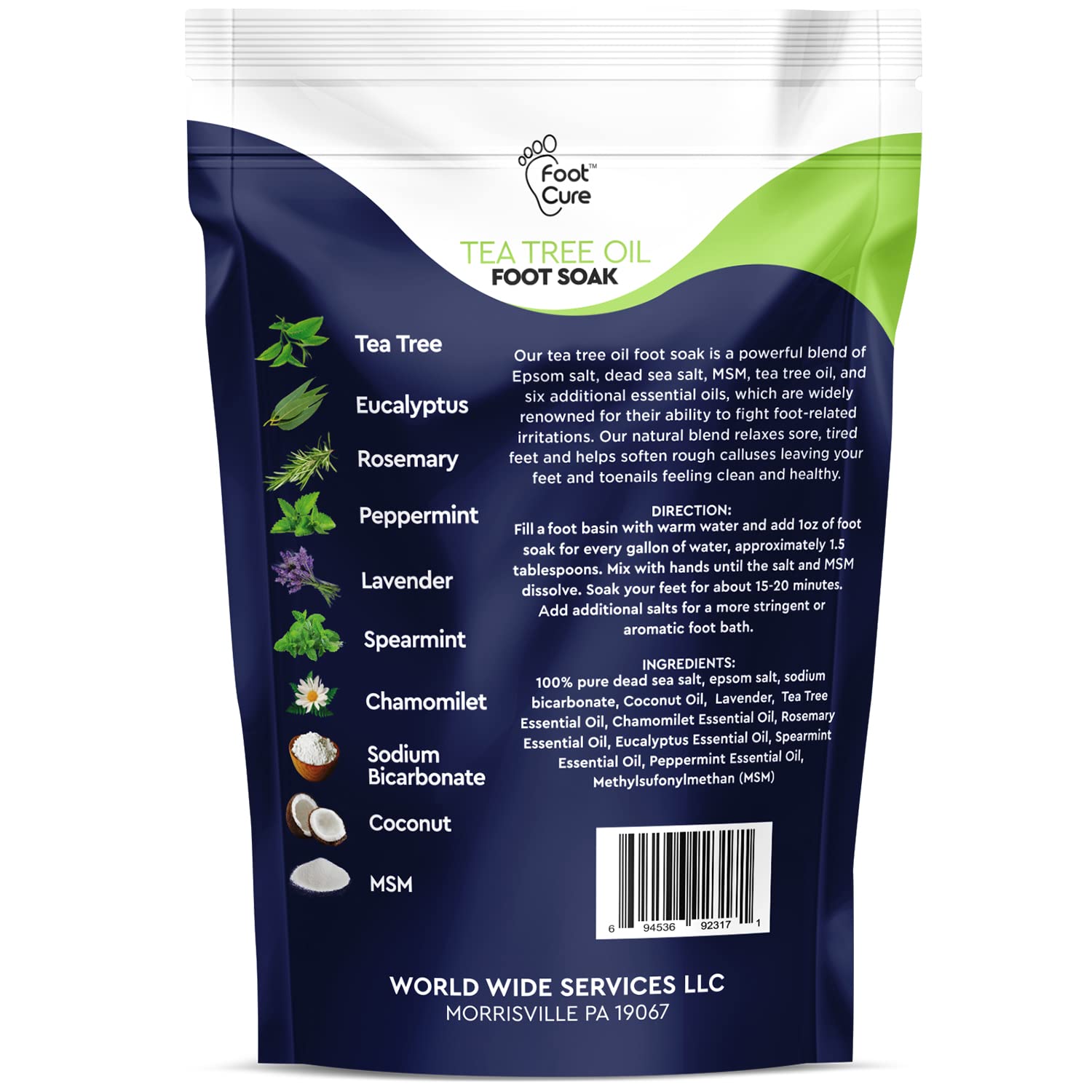 Tea Tree Oil Foot Soak with Epsom Salt - Best Toenail Fungus Treatment, Athletes FOOT CURE