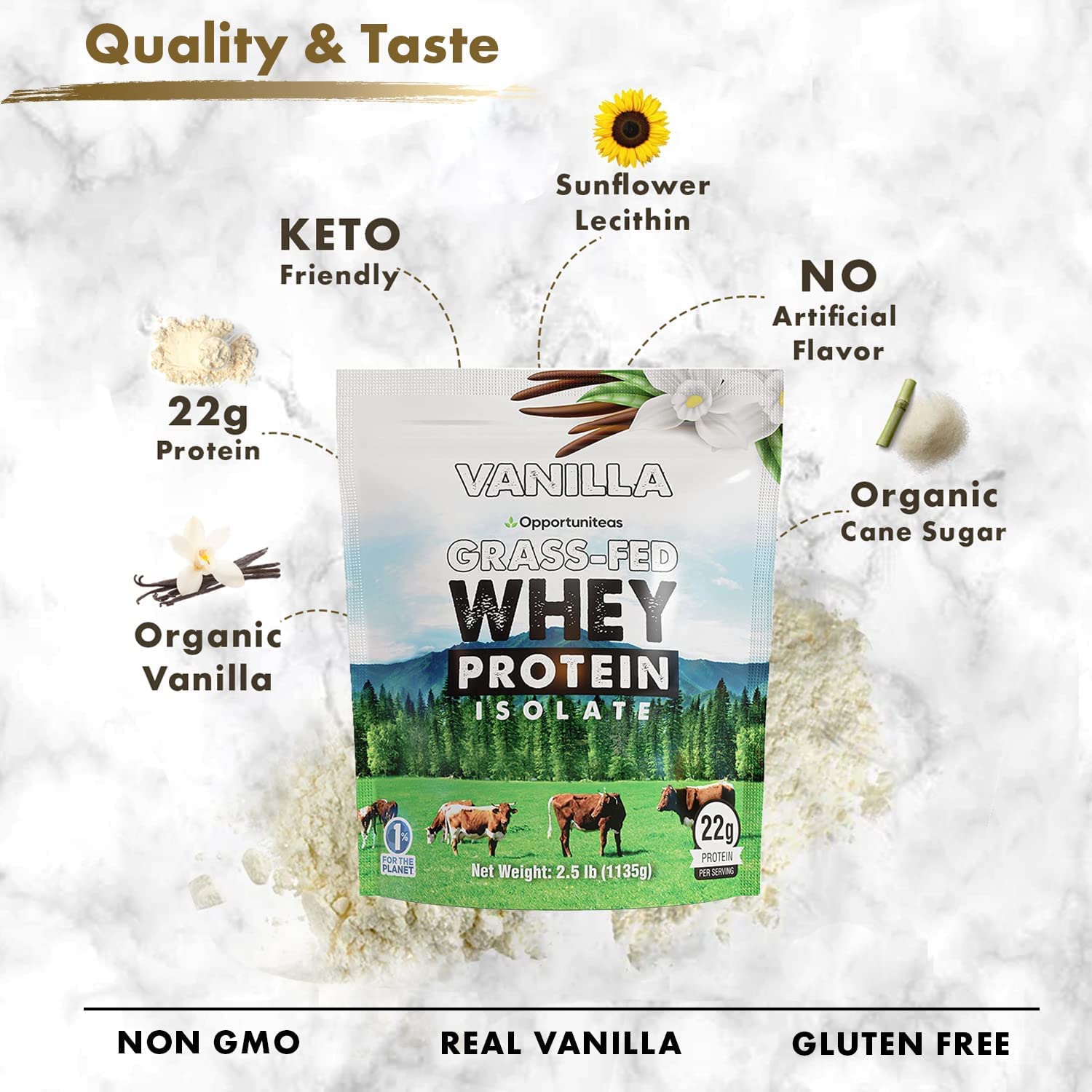 Opportuniteas Chocolate & Vanilla Whey Protein Powder Bundle - Grass Fed Whey Isolate Opportuniteas