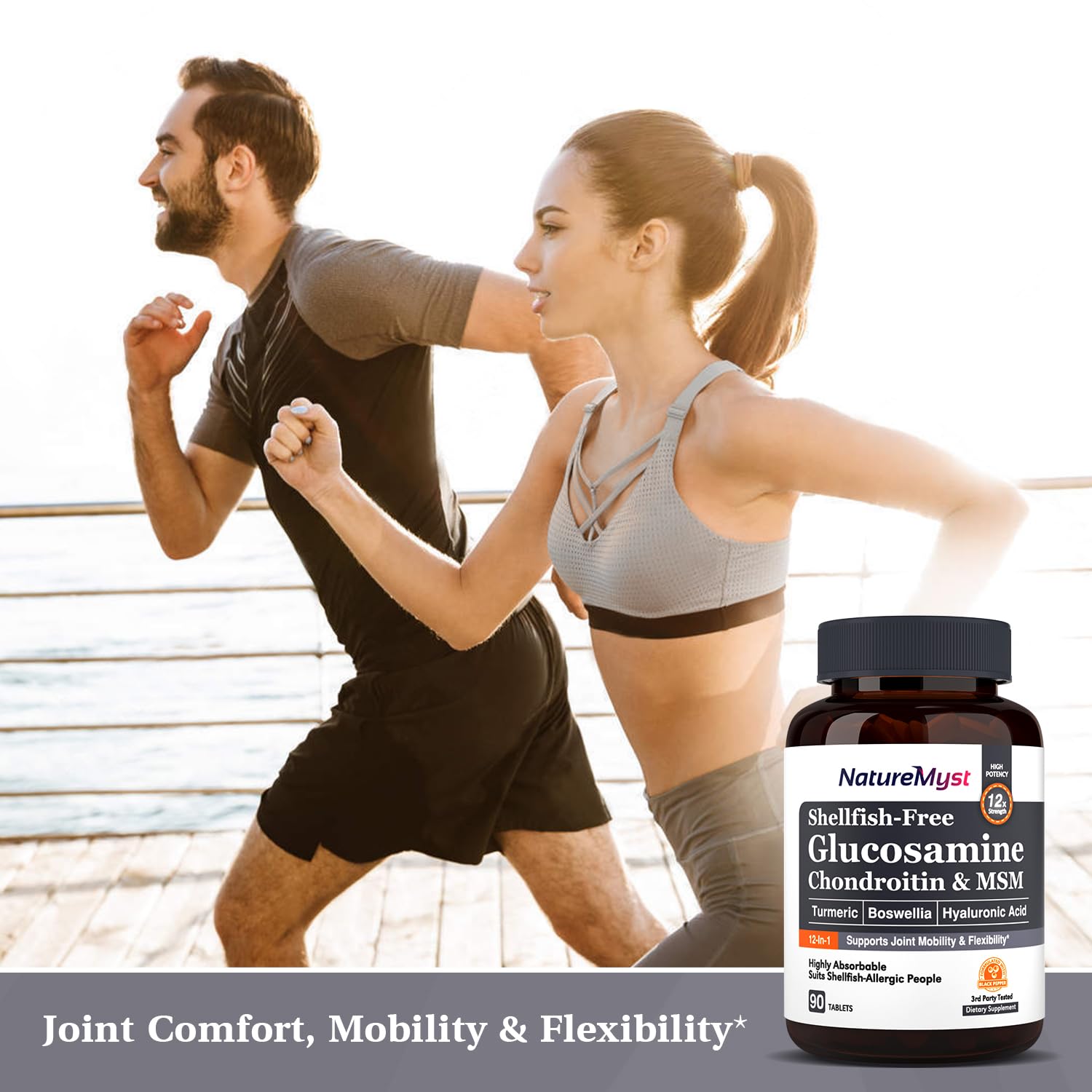 NatureMyst Glucosamine Chondroitin & MSM, Turmeric, Boswellia, Collagen, Hyaluronic NatureMyst