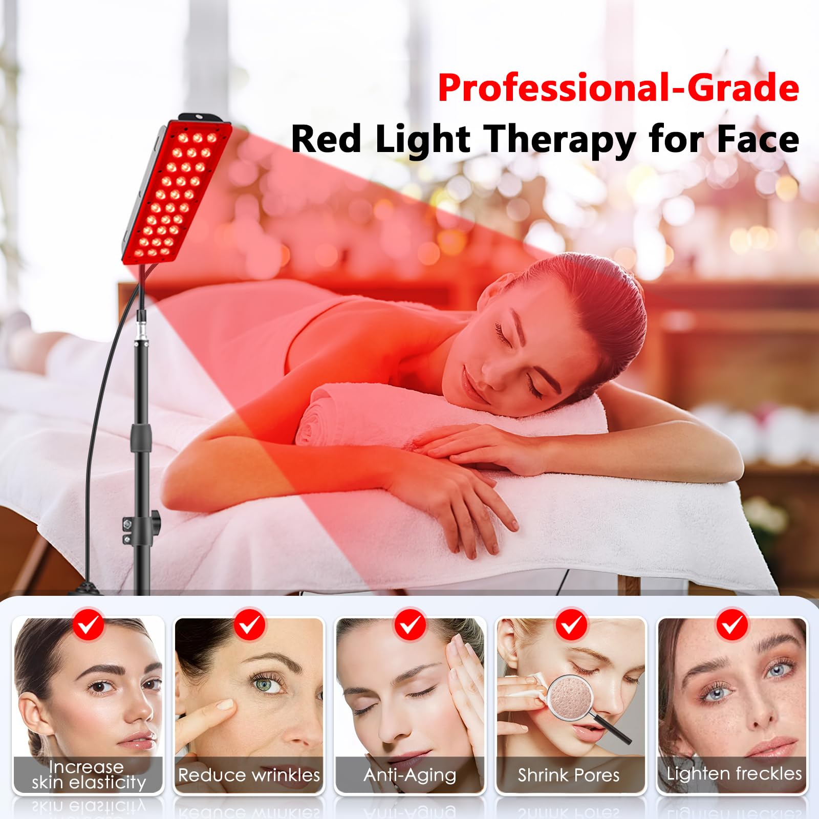 RUISQM Red Light Therapy Lamp, Infrared Light Therapy with Stand - 660nm Redlight & 850nm RUISQM