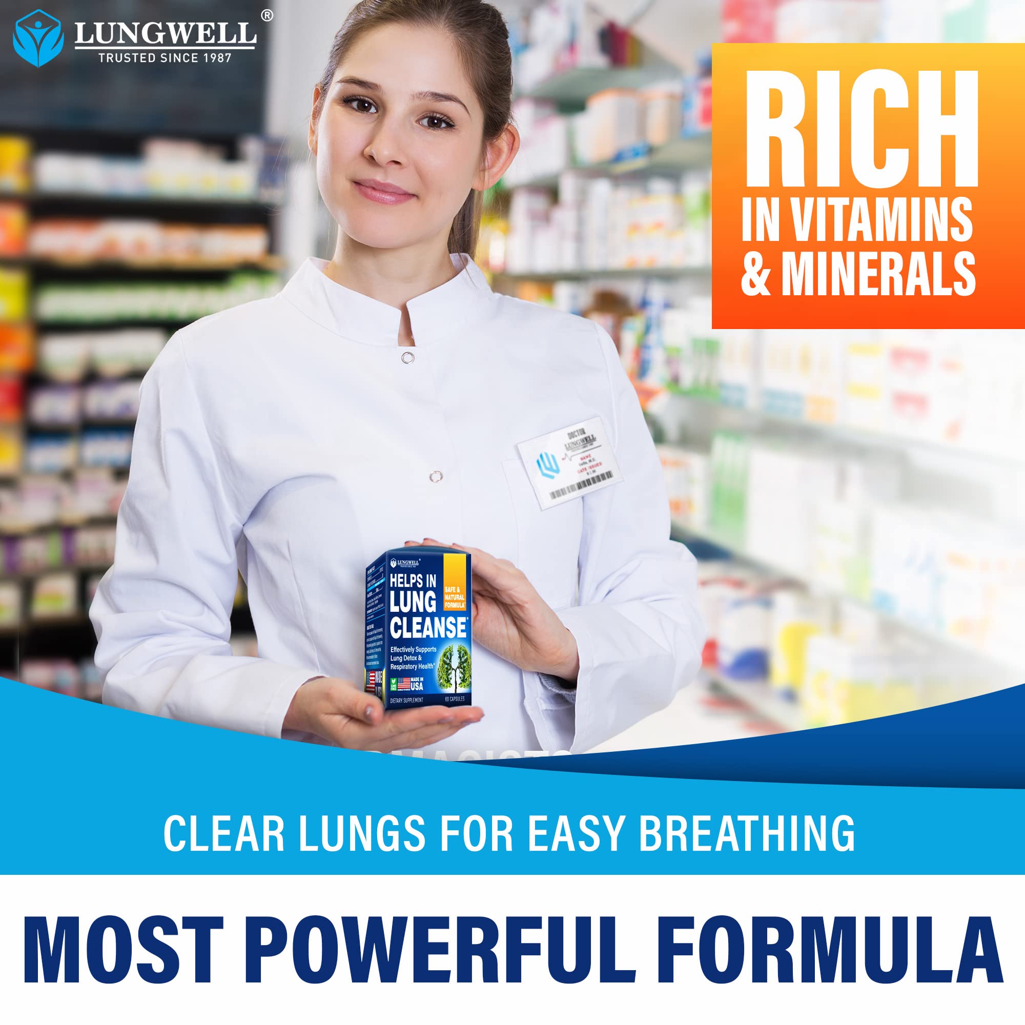 LUNGWELL Quit Smoking Aid - Made in USA - Helps to Clear Lungs & Stop