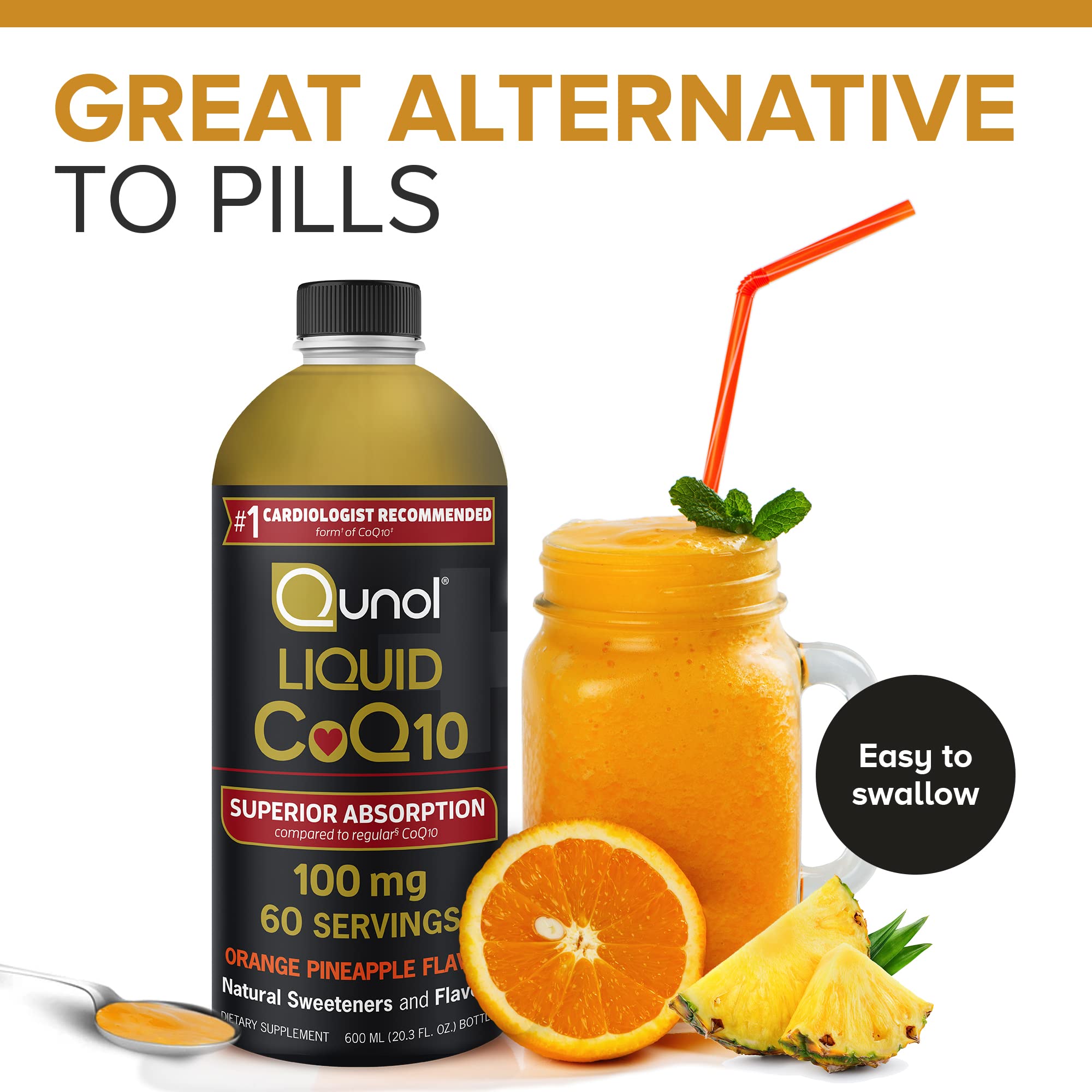 Qunol Liquid CoQ10 100mg, Superior Absorption Natural Supplement Form of Coenzyme Qunol