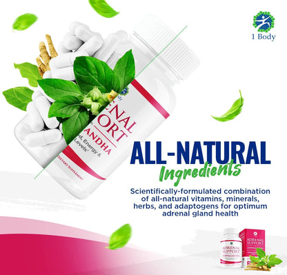 1 Body Adaptogen Complex Supplement with Ashwagandha - 60 Vegan Cap