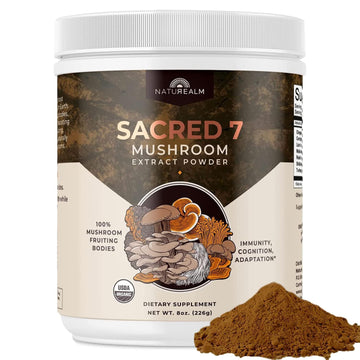 Naturealm Sacred 7 Mushroom Extract Powder - USDA Organic - Lion's Mane, Reishi