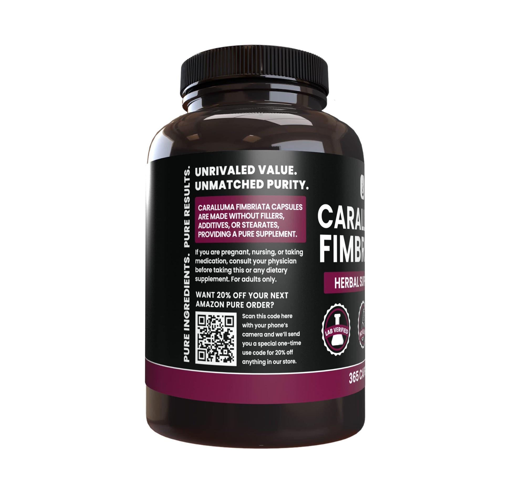 PURE ORIGINAL INGREDIENTS Caralluma Fimbriata (365 Capsules) No Magnesium Or Rice PURE ORIGINAL INGREDIENTS