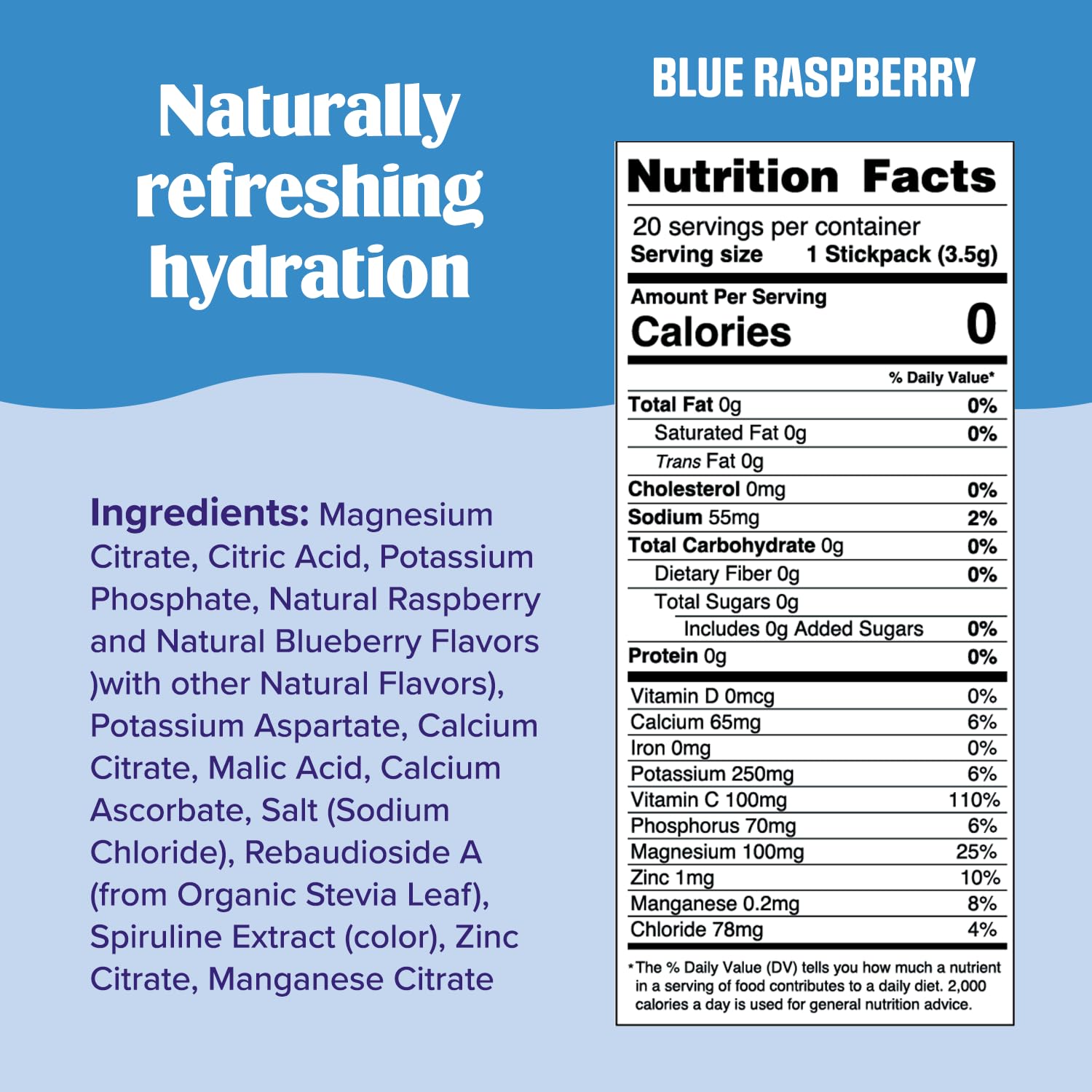 Ultima Replenisher Daily Electrolyte Drink Mix – Blue Raspberry, 20 Stickpacks – Hydration Ultima Replenisher