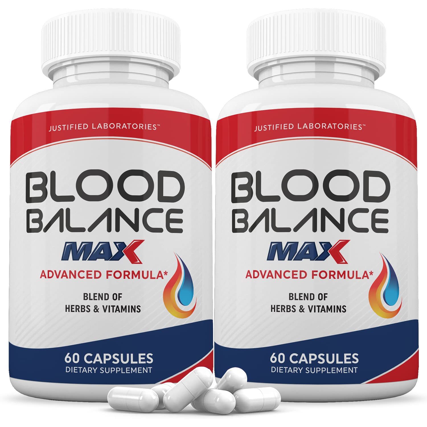 Justified Laboratories (2 Pack Blood Balance Max 1295MG Formula Supplement Pills 
