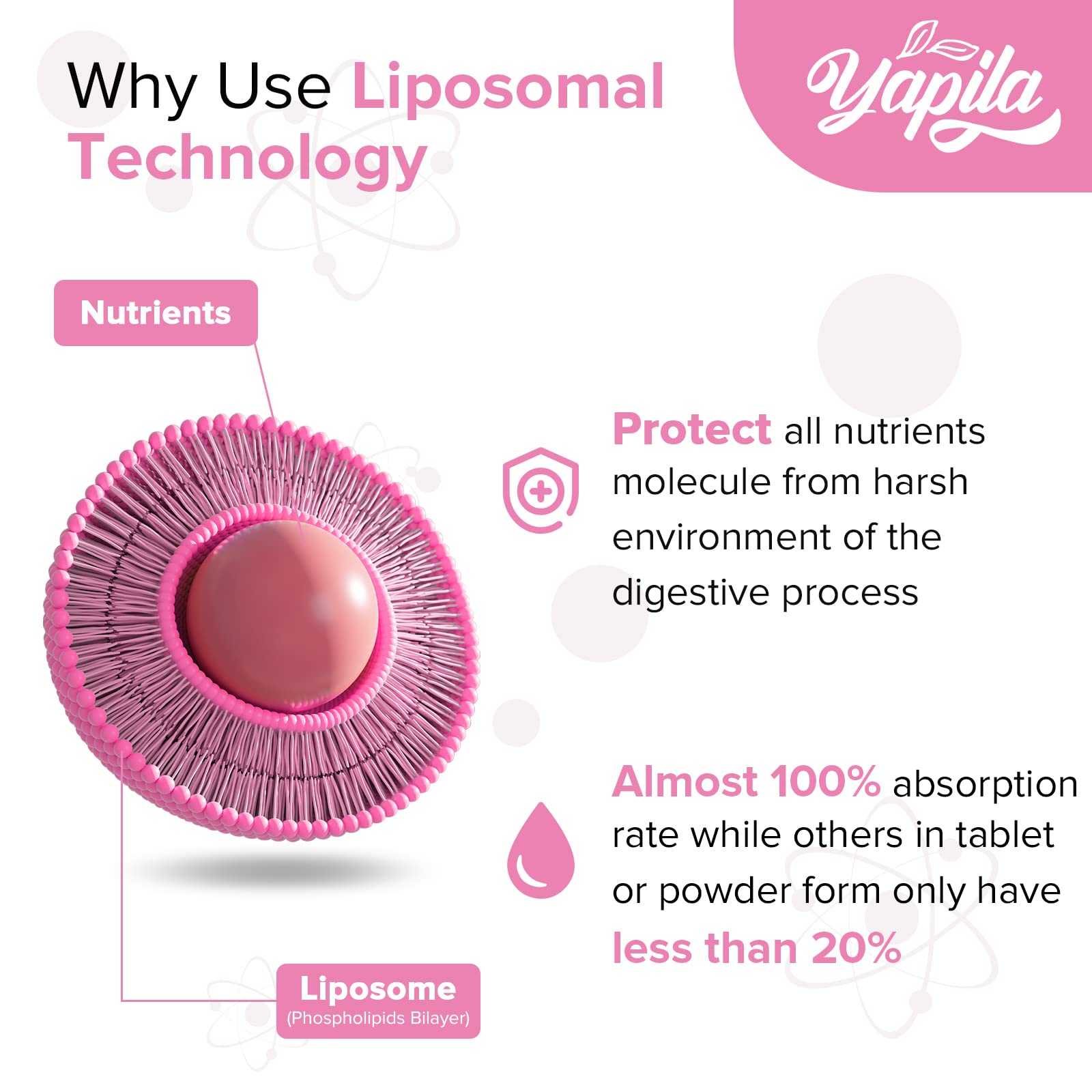 Liposomal Collagen Biotin Capsules, Hydrolyzed Bovine Collagen Peptides 1700 mg, Types 1 & 3 Protein Yapila