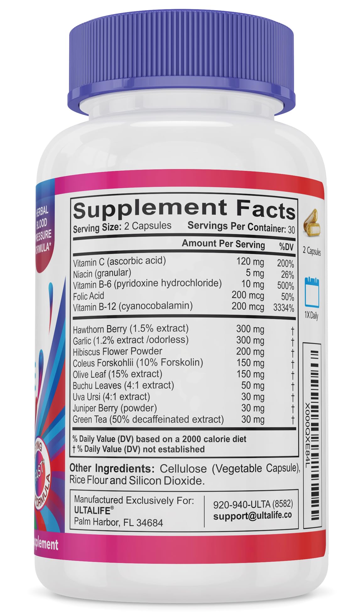 ULTALIFE Blood Pressure Supplements - Advanced Blood Pressure Supplement Complex ULTALIFE