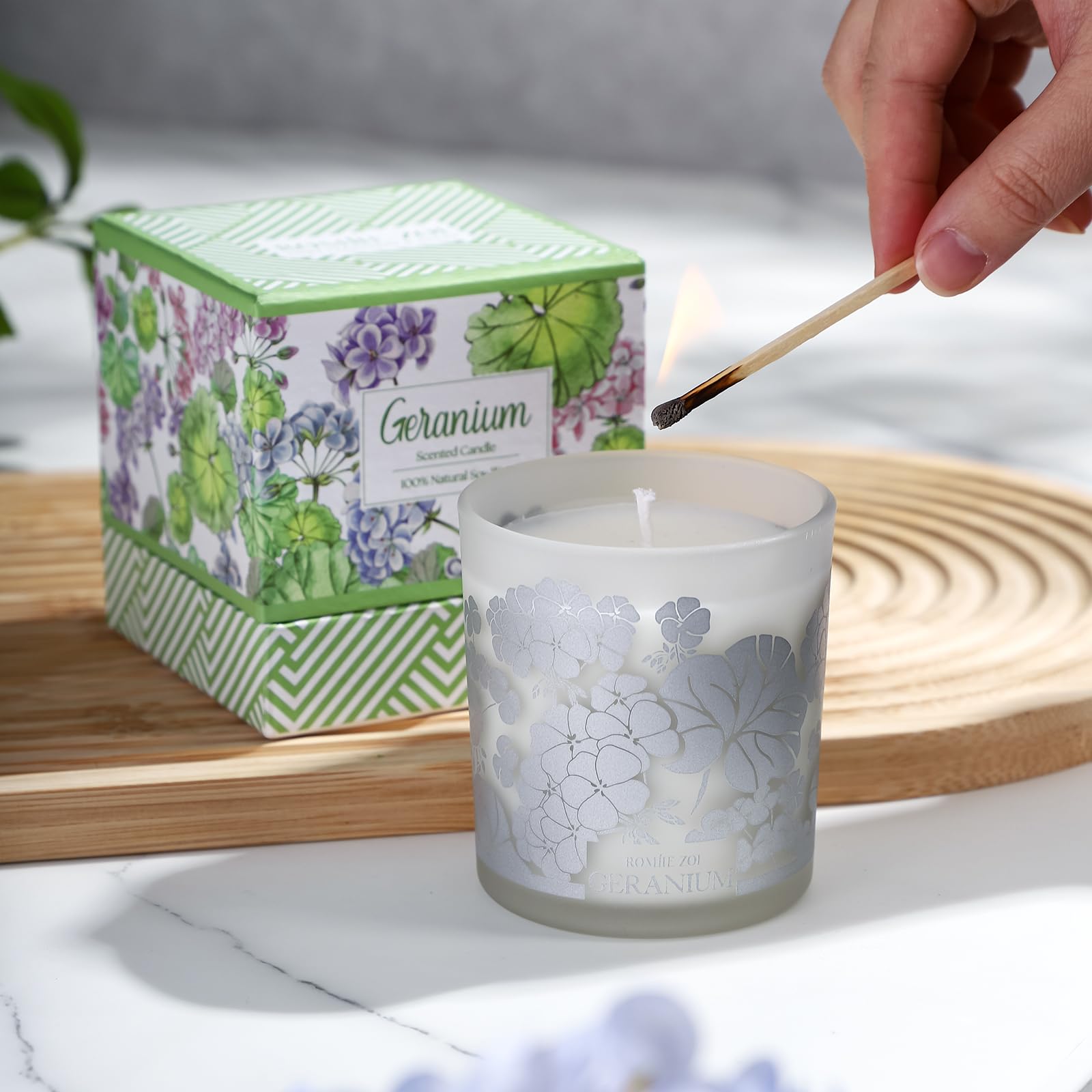 ROMIIE ZOI Scented Candle - Geranium - 6oz Aromatherapy Soy Wax Jar Candle for Home, Gifts for Women ROMIIE ZOI
