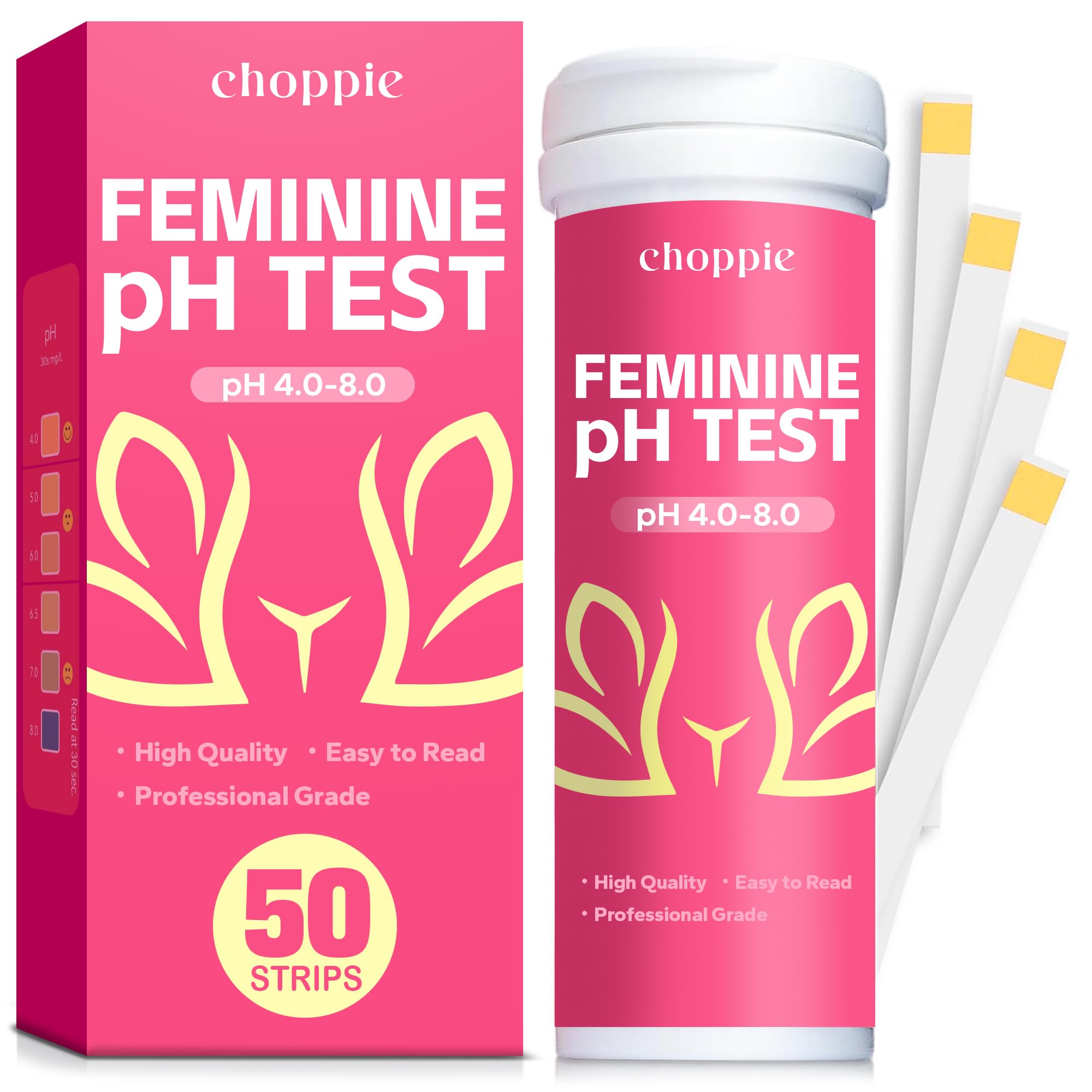 Choppie Vaginal Health pH Test Strips (50 Strips), pH Balance Test Strips for Women, Vaginal pH Test Strips