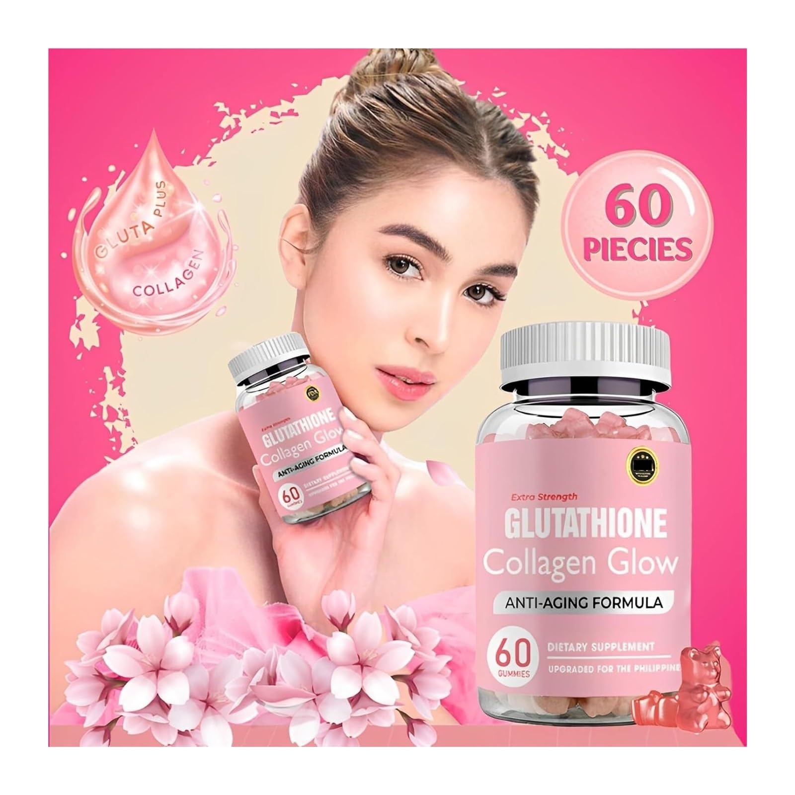 Glutathione Collagen Gummies, Glutathione Collagen Glow Gummies for Skin Care ECLAYA