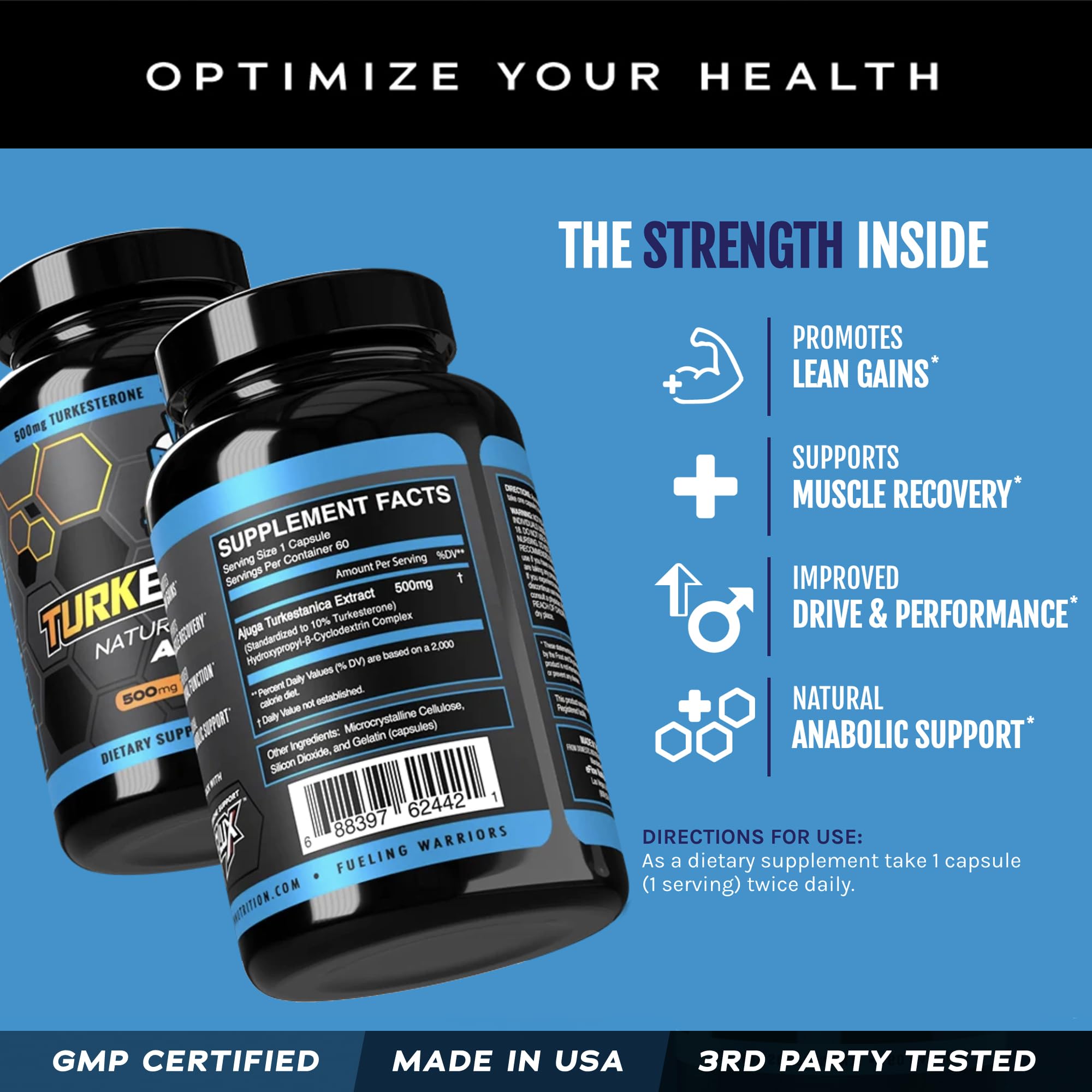 eFlow Nutrition Turkesterone (500 mg) Ajuga Turkestania Extract Complexed eFlow Nutrition