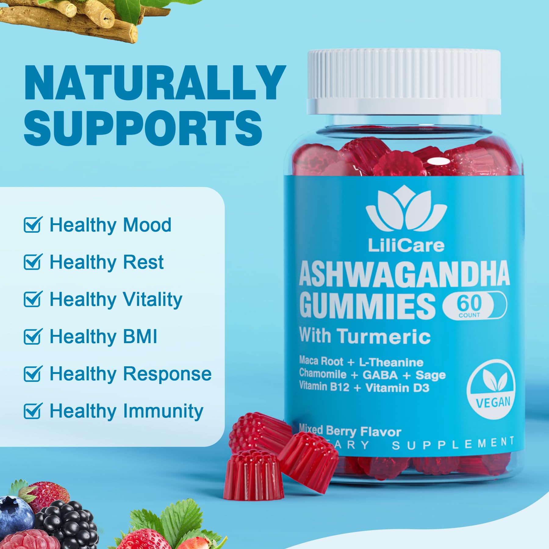 EnvyDeal 2 Pack Ashwagandha Gummies for Immune Support, 2000mg Organic Ashwa EnvyDeal