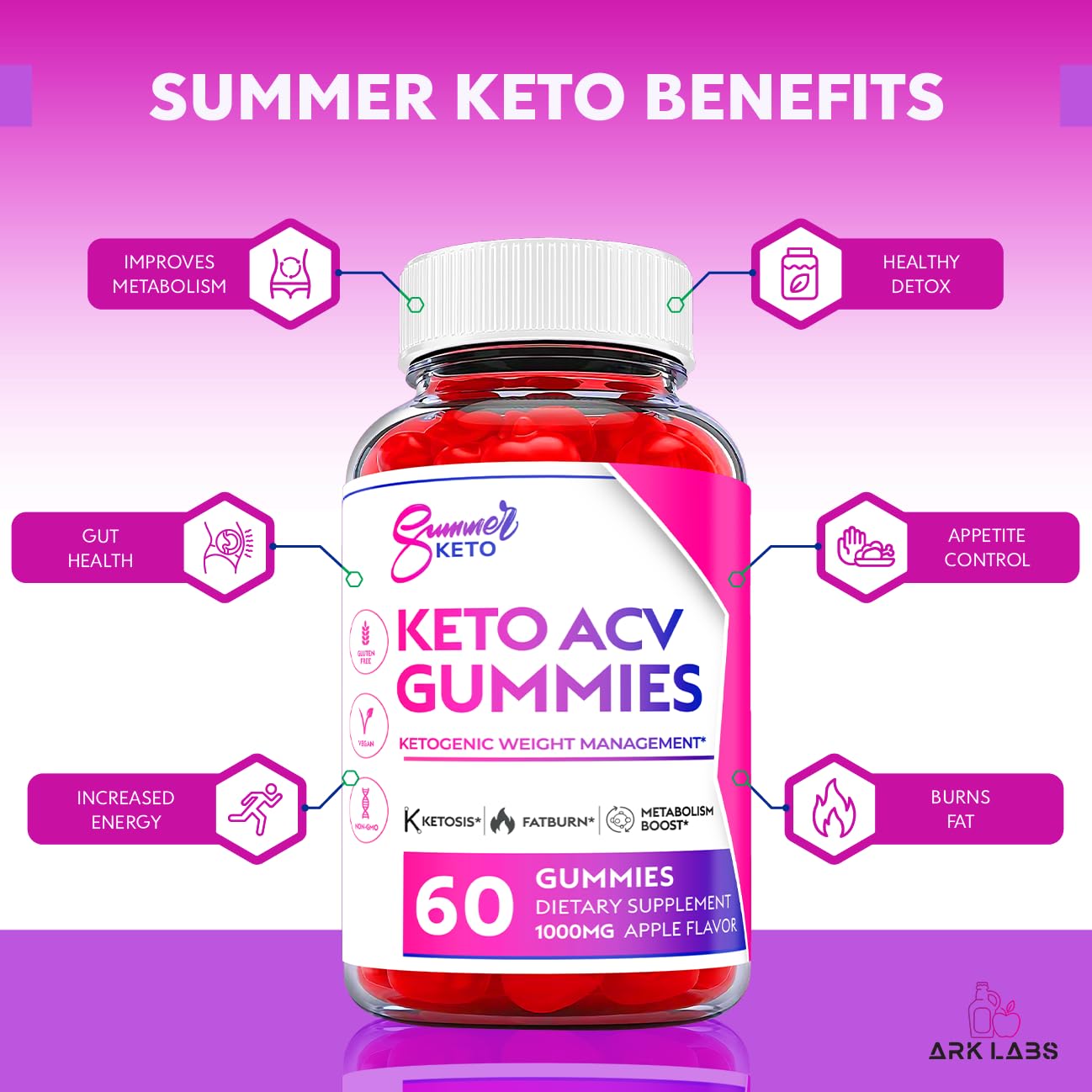 Ark Labs (2 Pack) Summer Keto Gummies - Summer Gummies, Summer Keto ACV Gummy Ark Labs