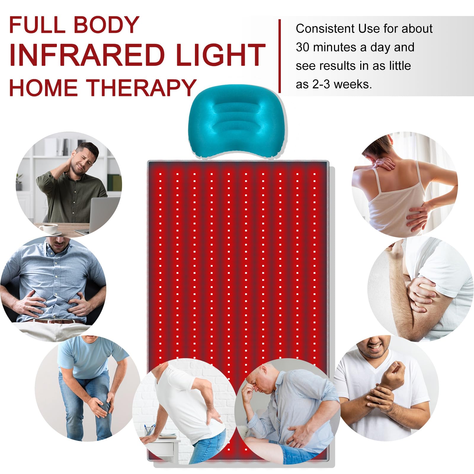 Red Light Therapy Pad 38 * 23.6 in - Red Light Therapy Body, 400 LEDs Using 660nm Red Light Rutollmit
