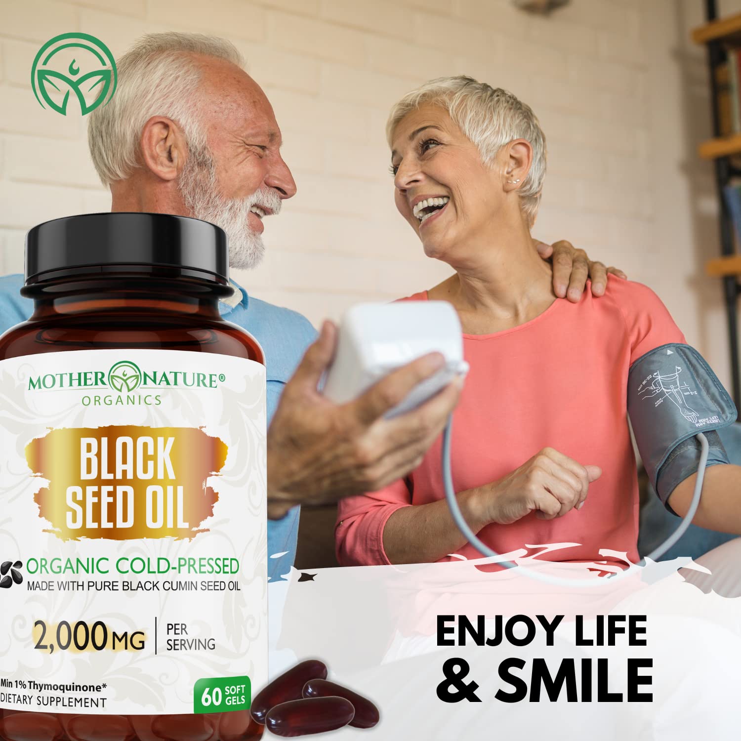 Organic Black Seed Oil 2000mg - 60 Softgel Capsules (Non-GMO) Premium Cold-Pressed Mother Nature Organics Superfoods for Organic Living