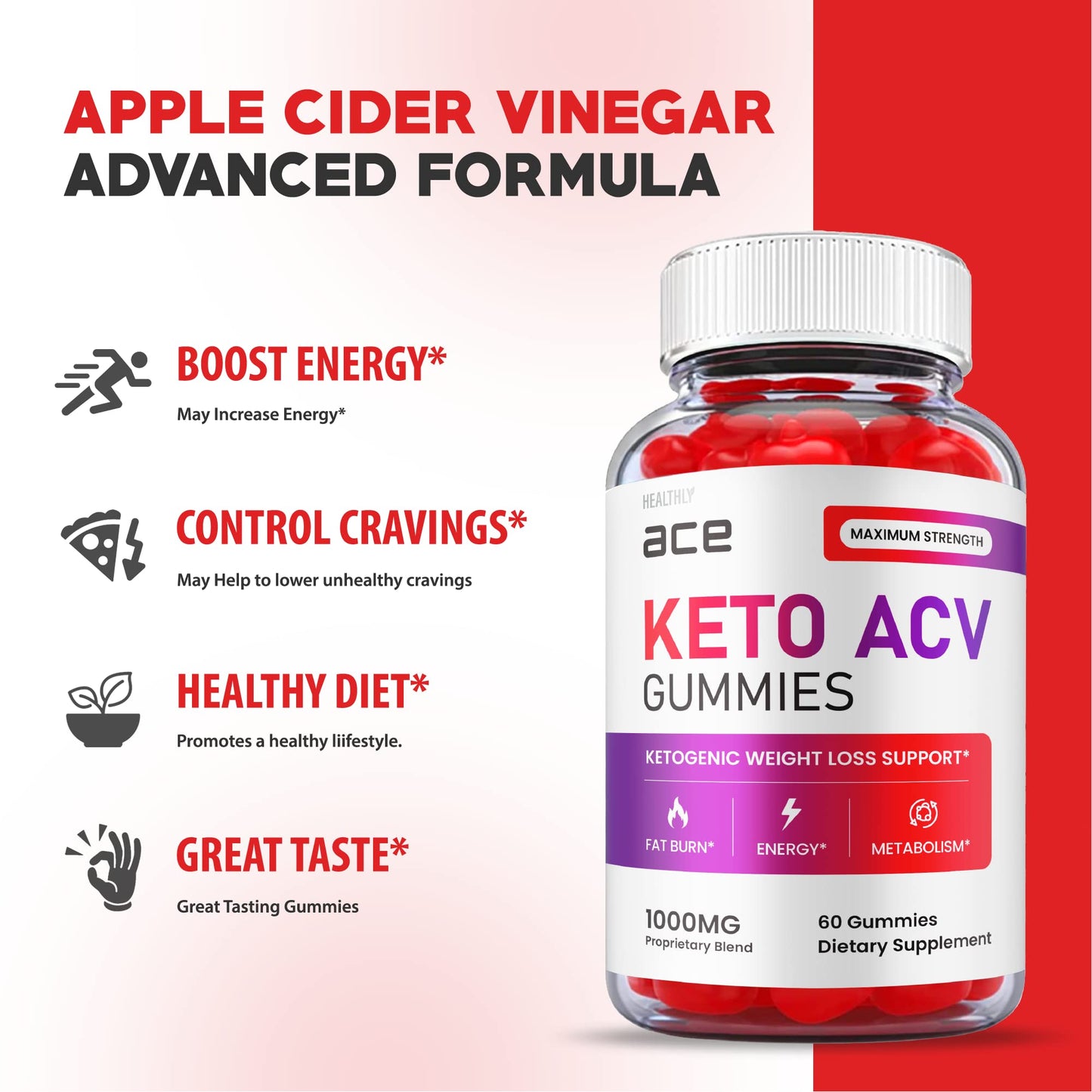 (2 Pack) Ace Keto Gummies - Official Formula, Vegan - Ace Keto ACV Gummies, Keto Ace Gummies