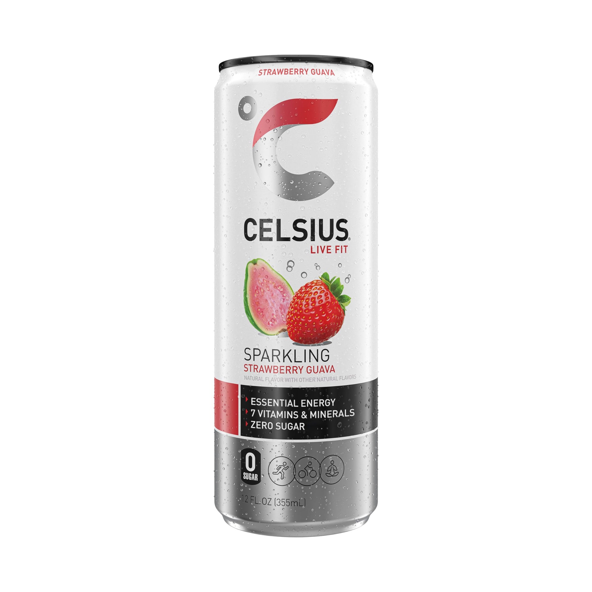 CELSIUS Sparkling Strawberry Guava, Functional Essential Energy Drink 12 Fl Oz (Pack of 12) CELSIUS