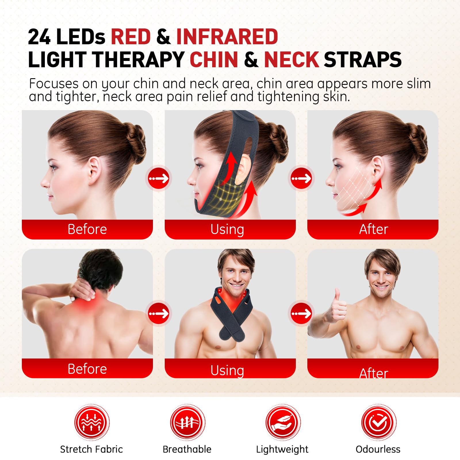 Rikimxin Red Light Therapy for Neck, 660nm Red Light and 850nm Near Infrared Light Therapy Pad Rikimxin