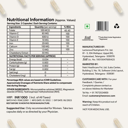 Verem Fertilife Multivitamin - Fertility, Hormones and Reproductive Health - Inositol, Essential Vitamins