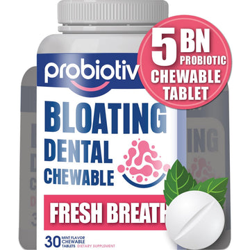 Probiotiv Chewable Probiotics for Daily Bloating w/ 5 Billion CFU – “Two-in-One Combo”