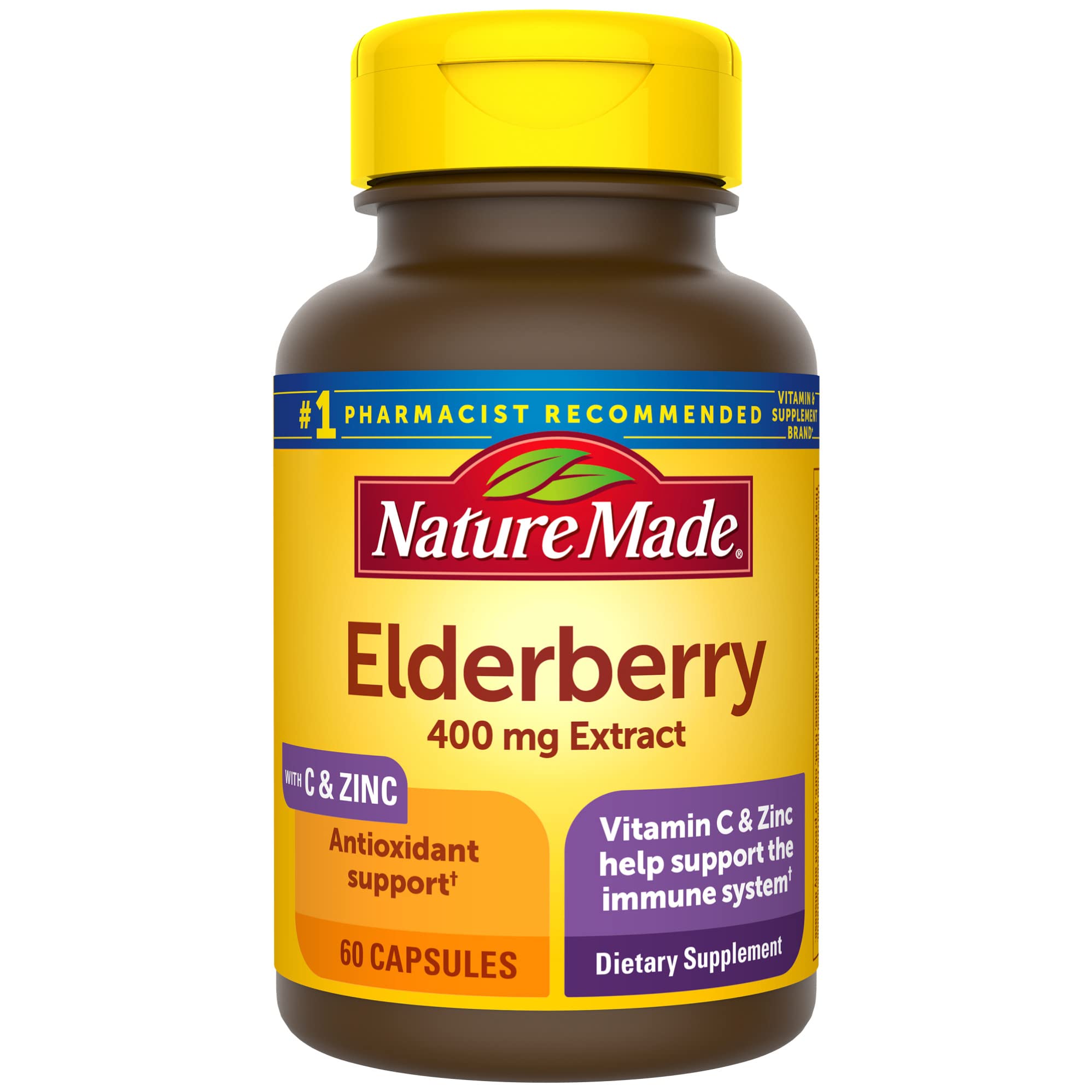 Nature Made Elderberry 400 mg Extract with Vitamin C and Zinc, Dietary Supplement