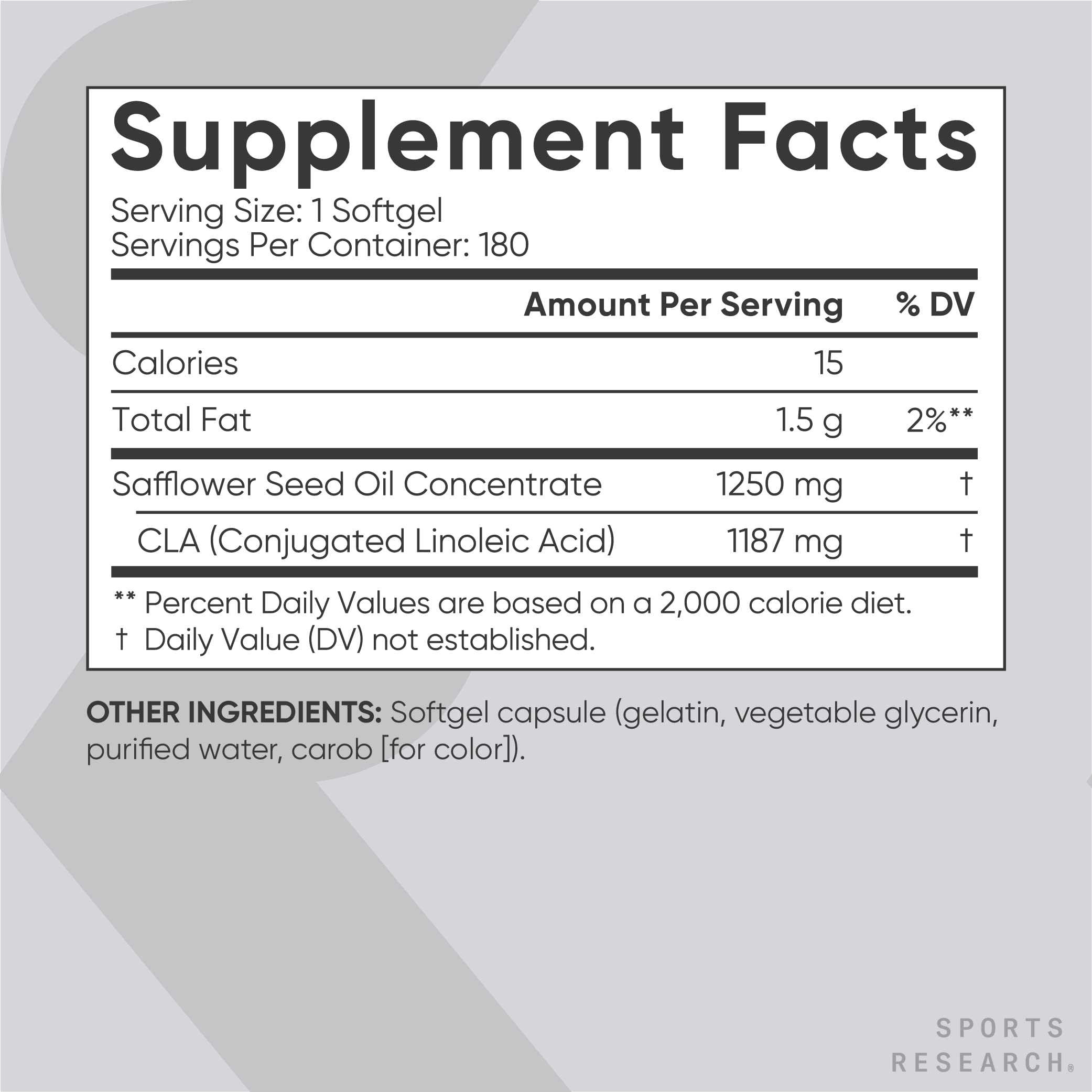 Sports Research CLA - 1250mg with Active Conjugated Linoleic Acid for Men and Women Sports Research