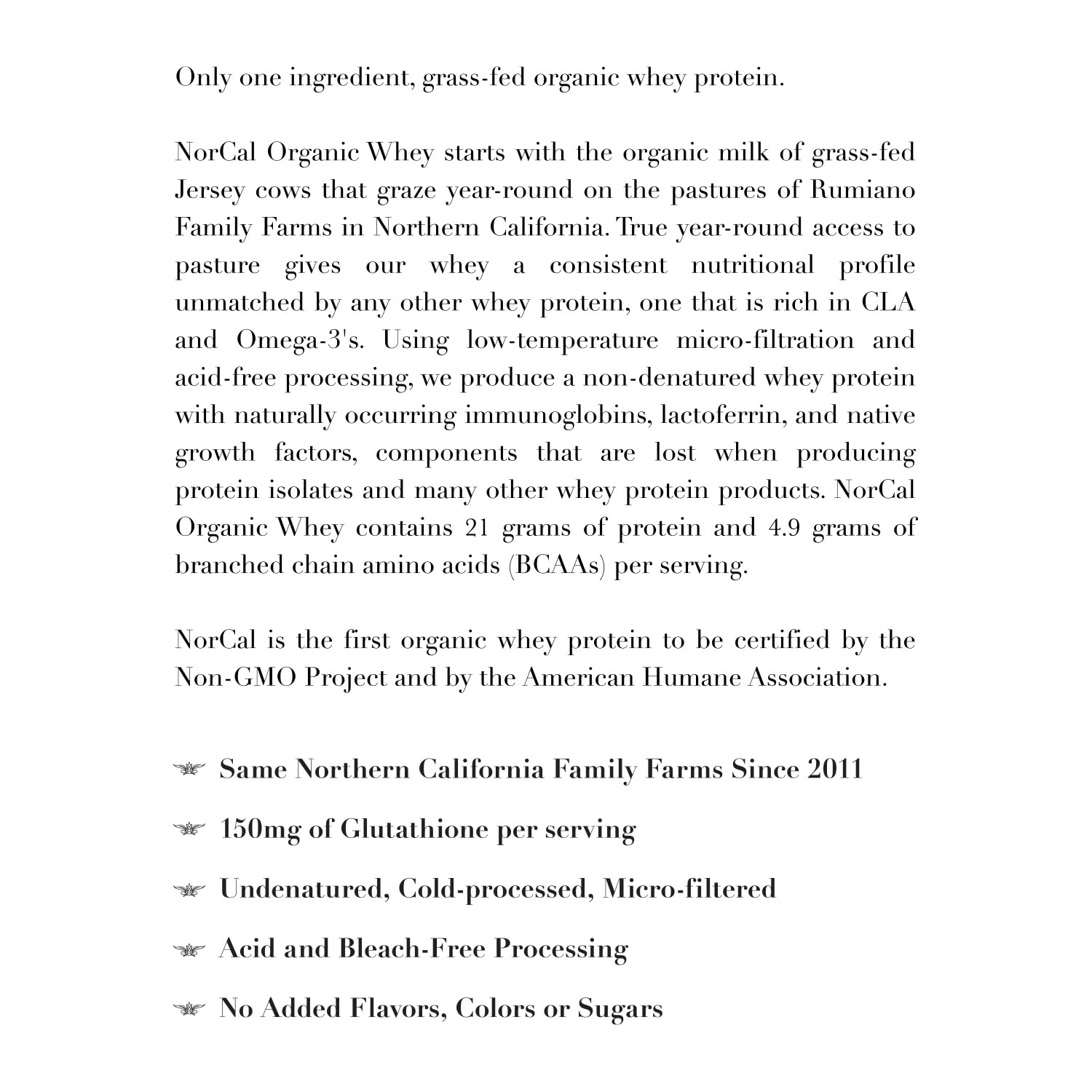 NorCal Organic Classic Whey Protein - 2lbs Bulk | 100% Grass-Fed & Finished NorCal Organic