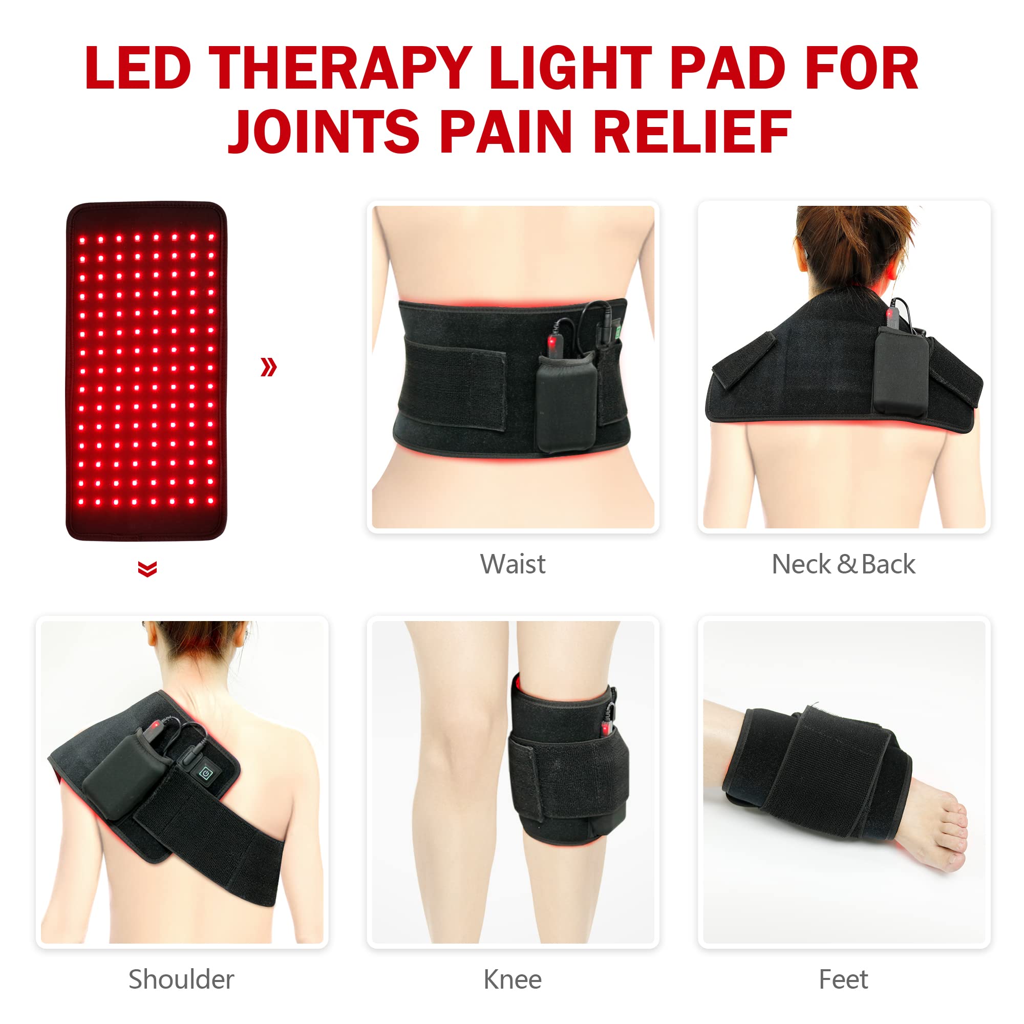 UTK Red Light Therapy Pad for Body Pain Relief, LED 660＆850nm Wearable Wrap Deep Therapy UTK