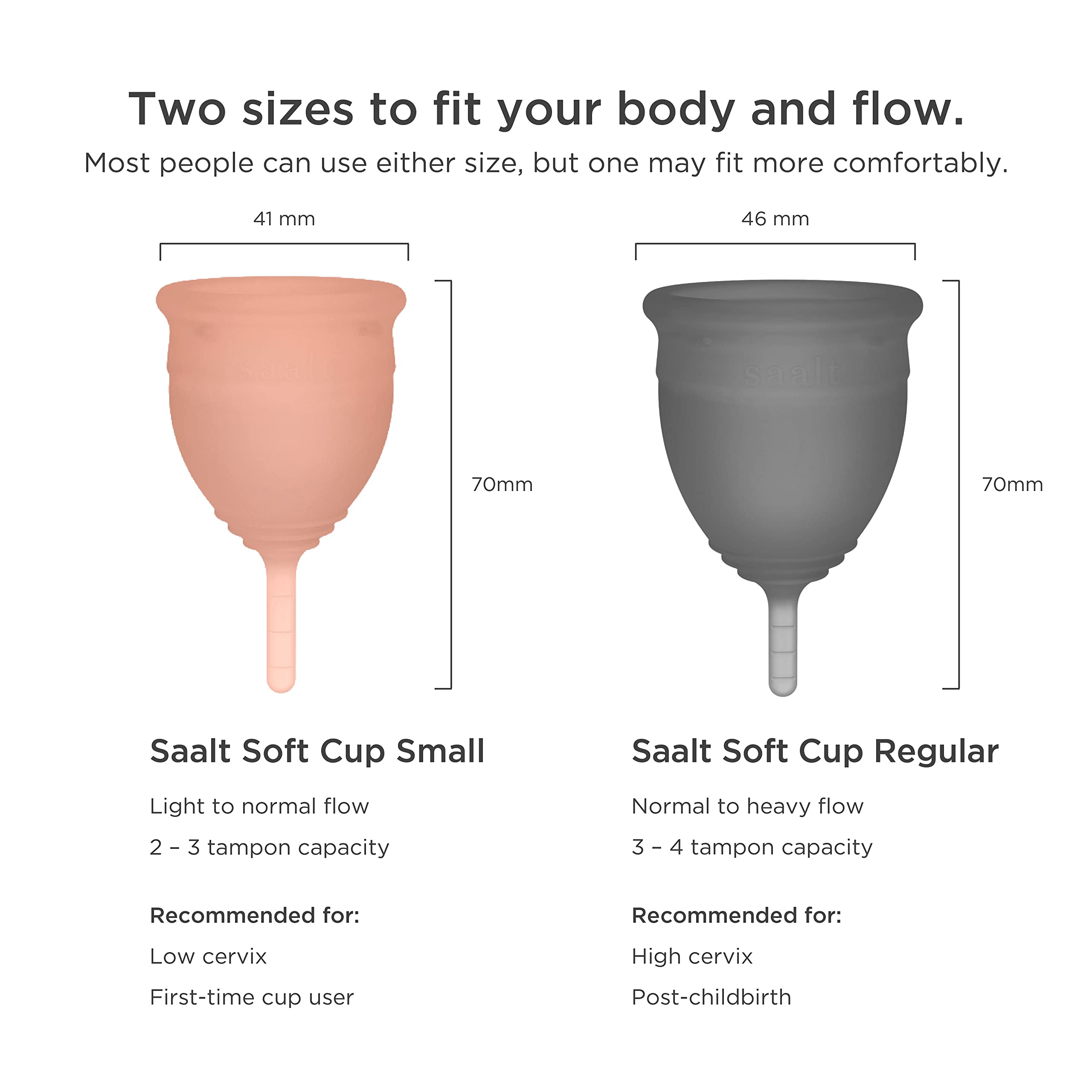 Saalt Soft Menstrual Cup - Best Sensitive Reusable Period Cup - Wear for 12 Hours - Tampon and Pad saalt