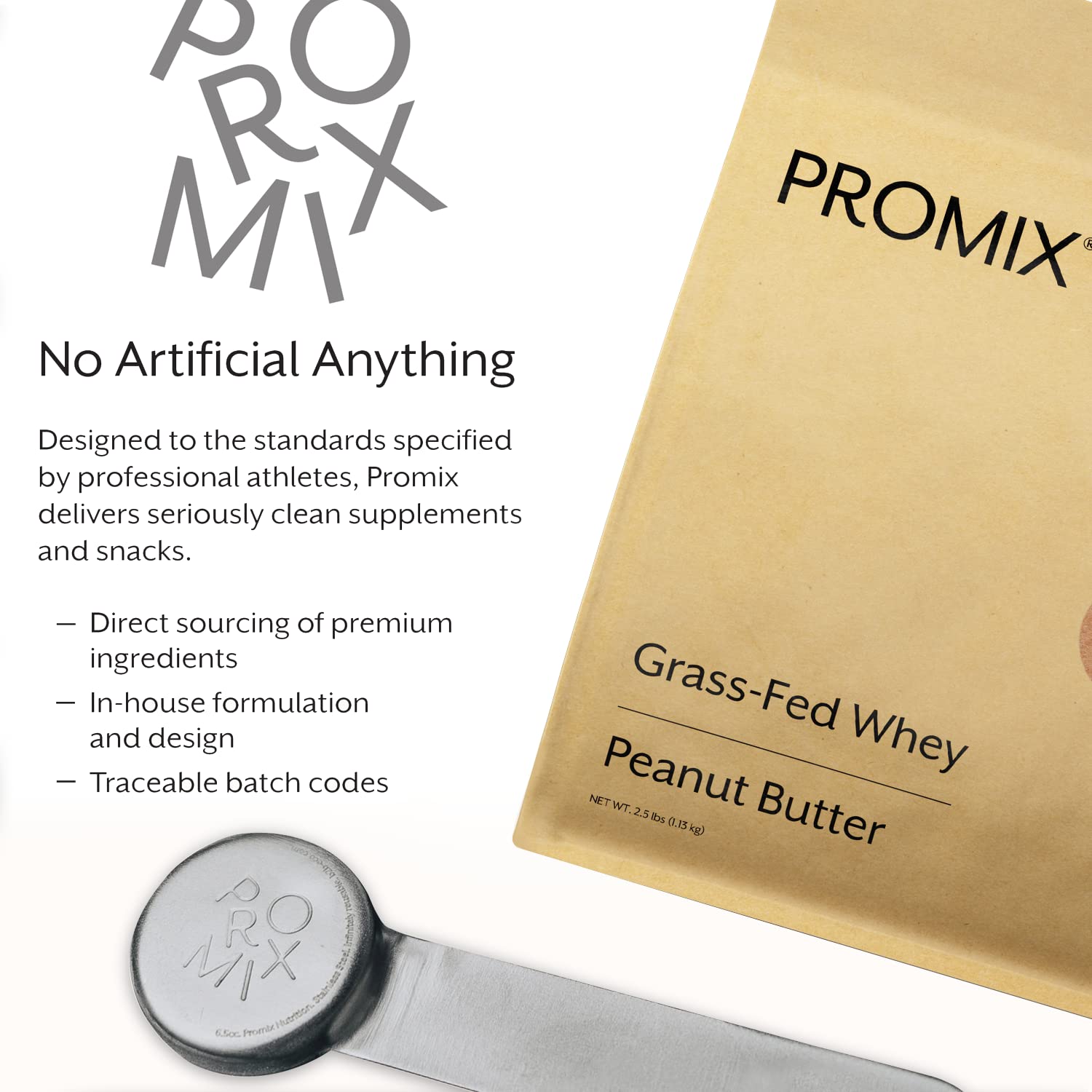 Promix Whey Protein Powder, Peanut Butter - 2.5lb Bulk - Grass-Fed & 100% All Natural ProMix Nutrition