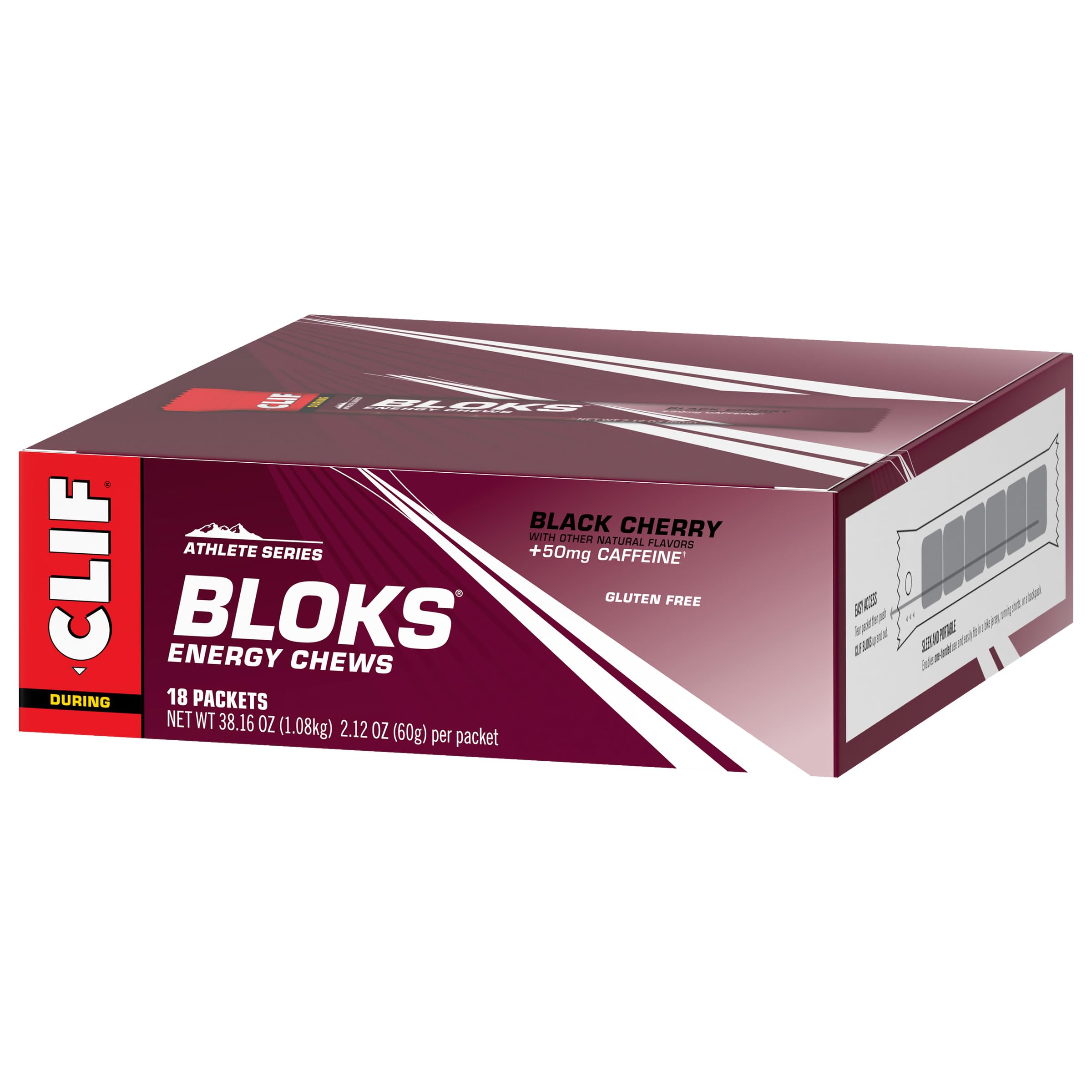CLIF BLOKS - Black Cherry Flavor with Caffeine - Energy Chews - Non-GMO