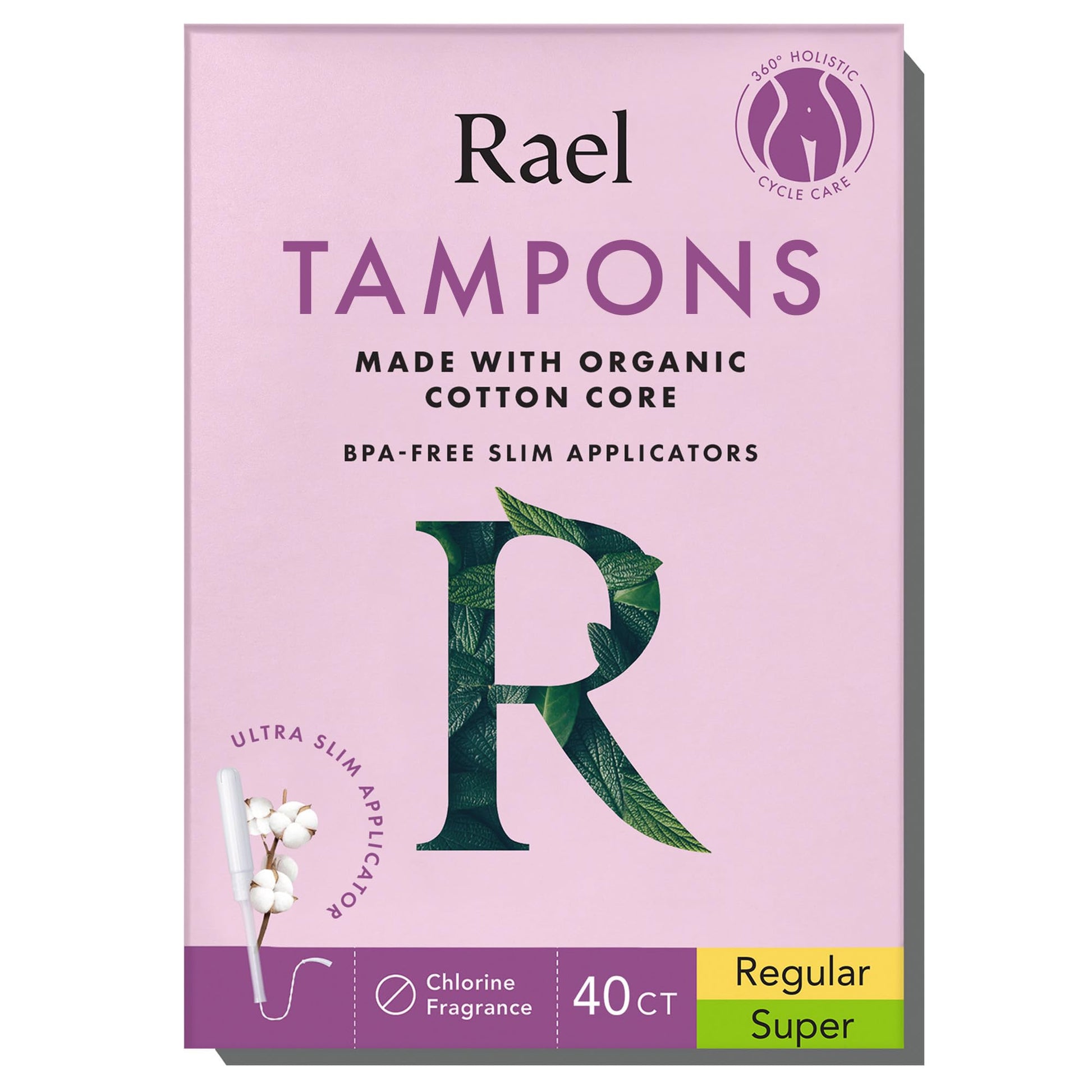 Rael Tampons, Slim Applicator Made with Organic Cotton Core - Tampons Multipack, Regular and Super