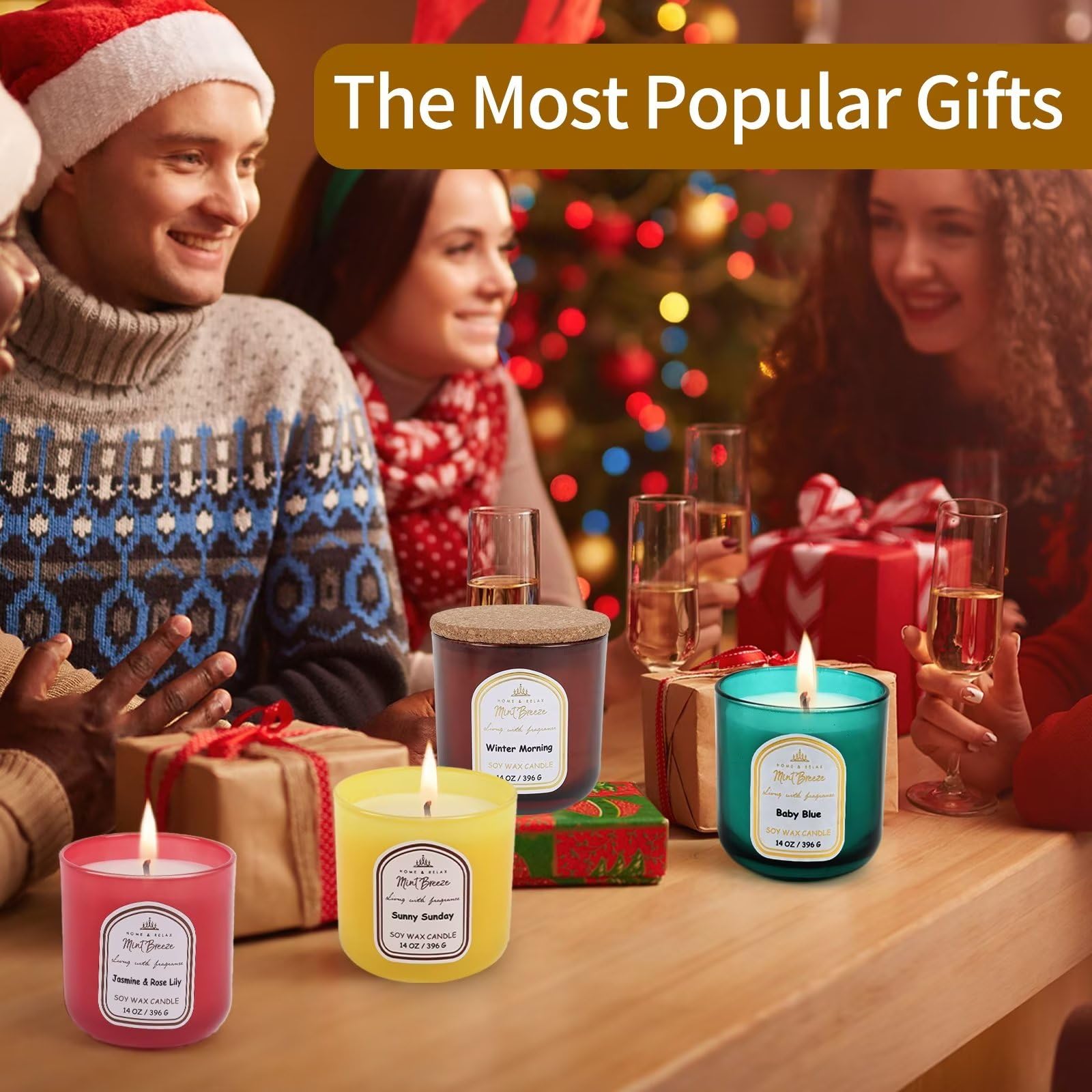 HOME & RELAX 14oz Scented Soy Wax Candle,Big Candle, More Than 80 Hours Long Lasting Burning time HOME & RELAX