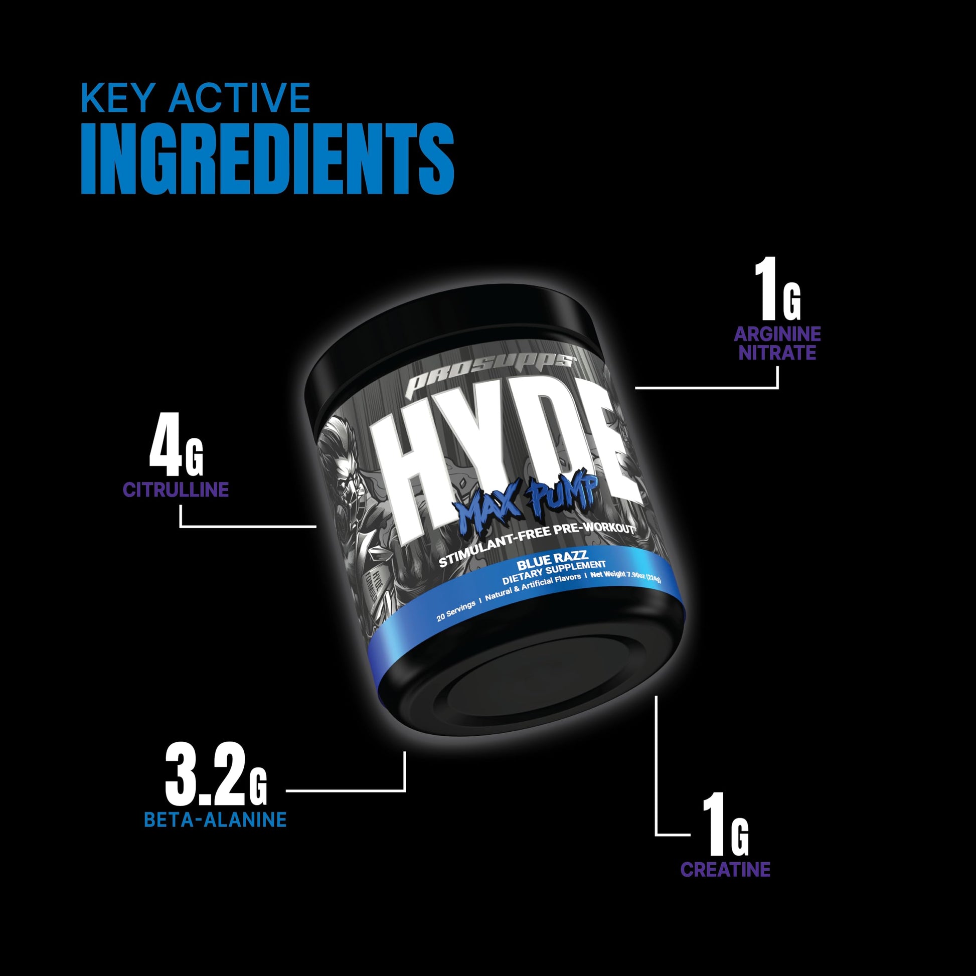 PROSUPPS Hyde Max Pump Pre Workout for Men and Women - Nitric Oxide Supplement PROSUPPS