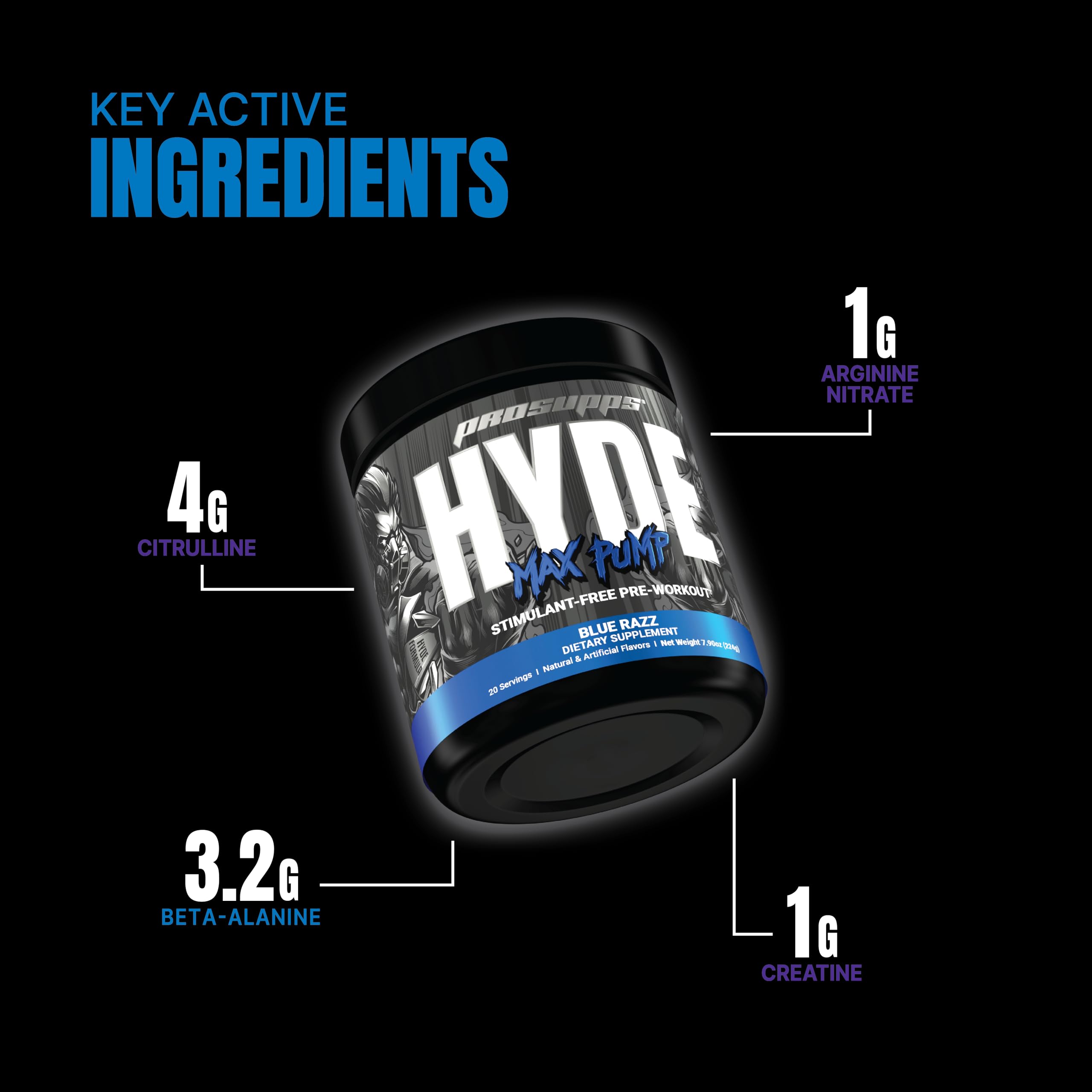 PROSUPPS Hyde Max Pump Pre Workout for Men and Women - Nitric Oxide Supplement PROSUPPS