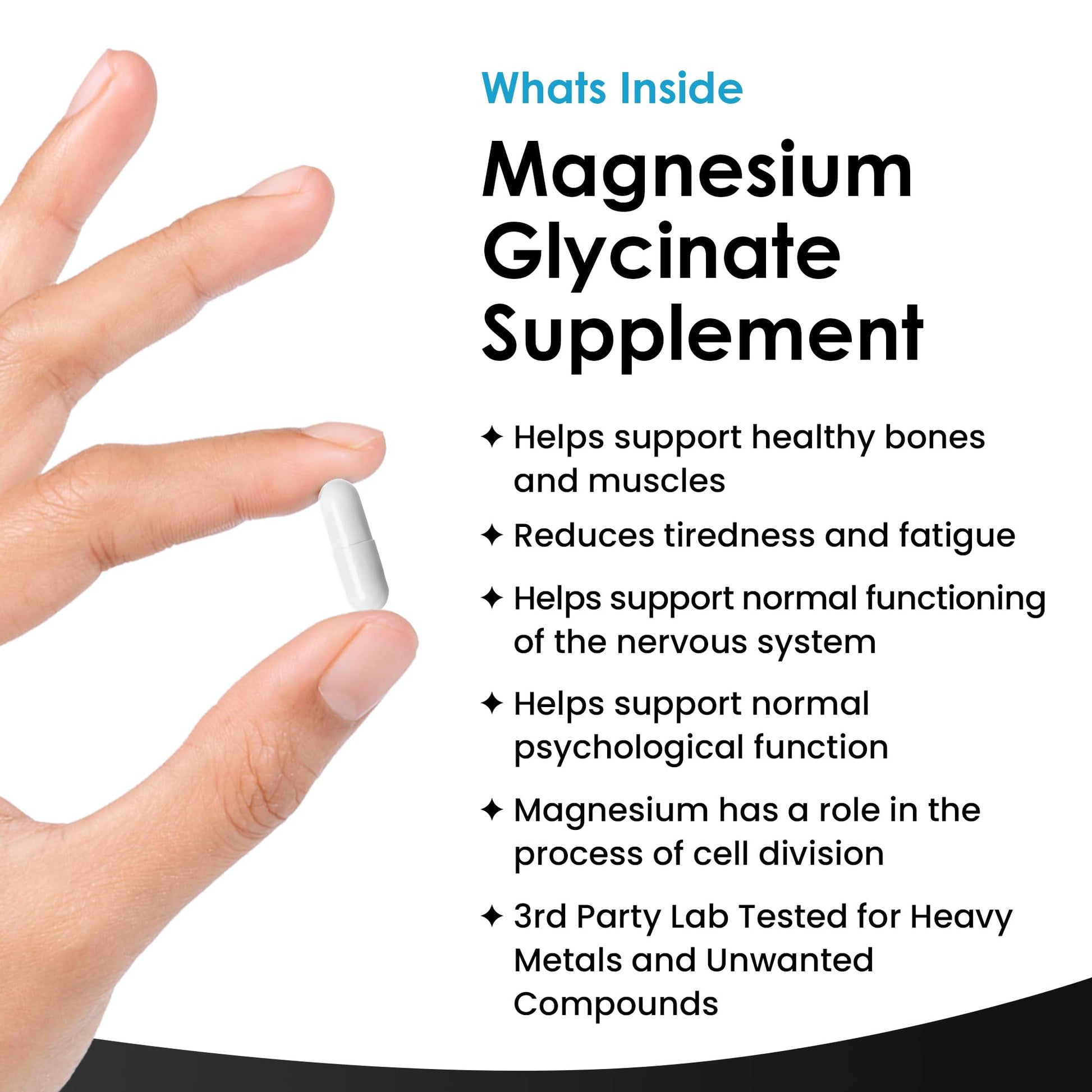 Magnesium Glycinate Supplements - 1040mg of Magnesium - 120 High Strength Capsules NEW LEAF PRODUCTS