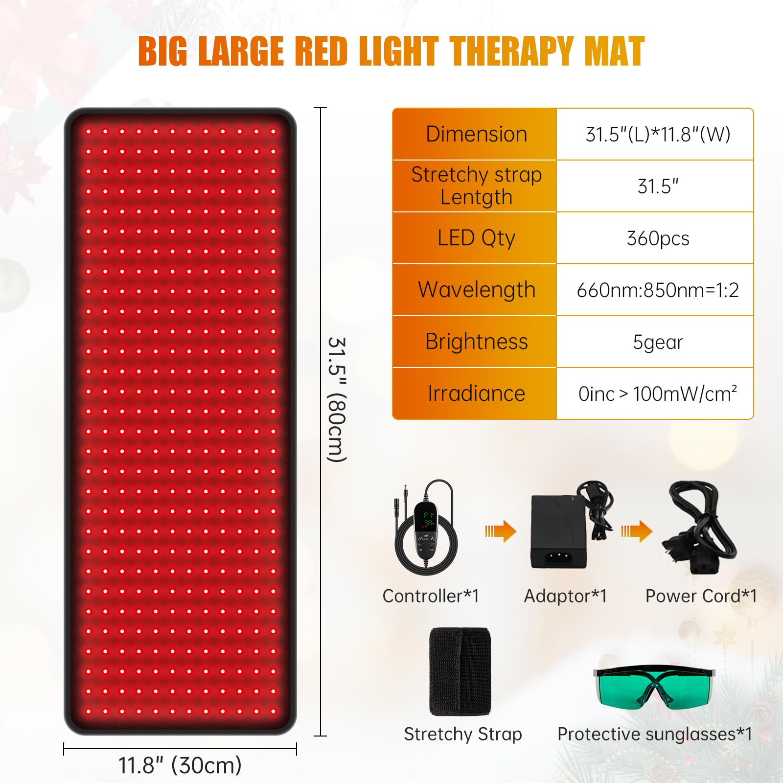 LED Red Light Therapy Pad Upgraded Large Size 660nm Red Light and 850nm Near Infrared Light AOCAAUP