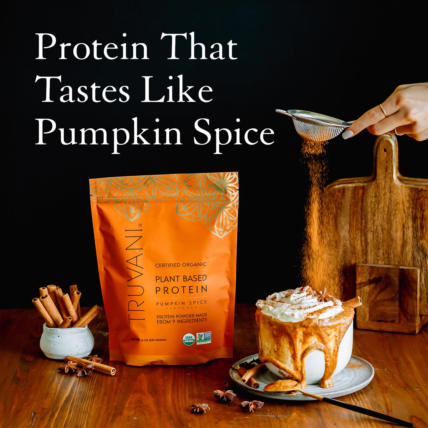 Truvani Organic Vegan Protein Powder Pumpkin Spice - 20g of Plant Based Protein Truvani
