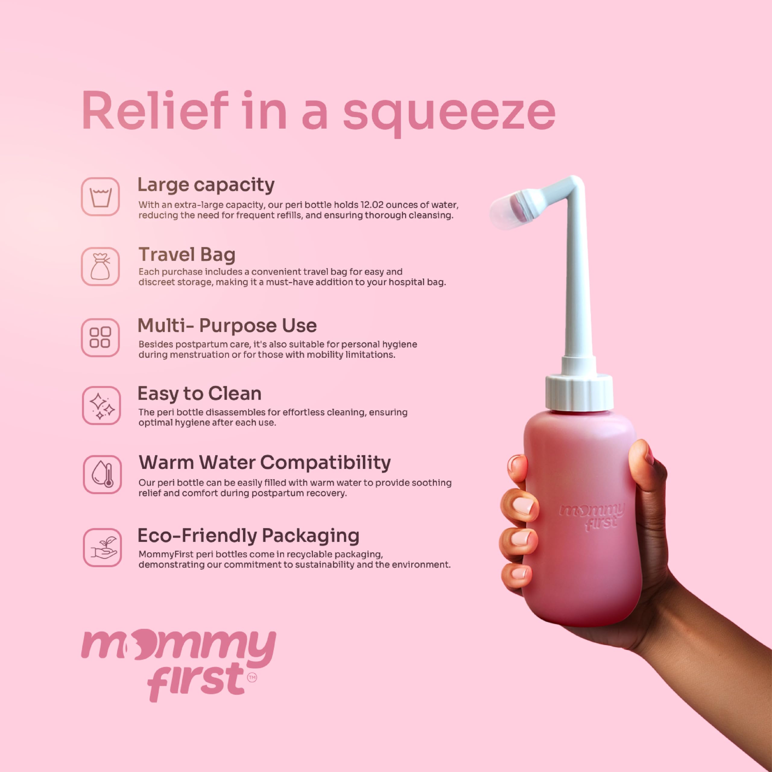 Peri Bottle for Postpartum Care from Mommy First™ | Upside Down Bottle for Perineal Cleansing and Recovery Mommy First