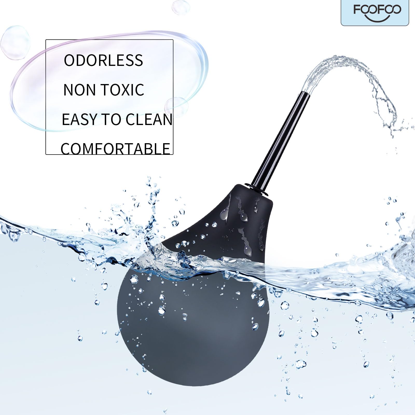 Enema Bulb 7.6oz Douche Enema Kit Includes 4 Nozzles for Women & Men Black with Storage Bag FOOFOO