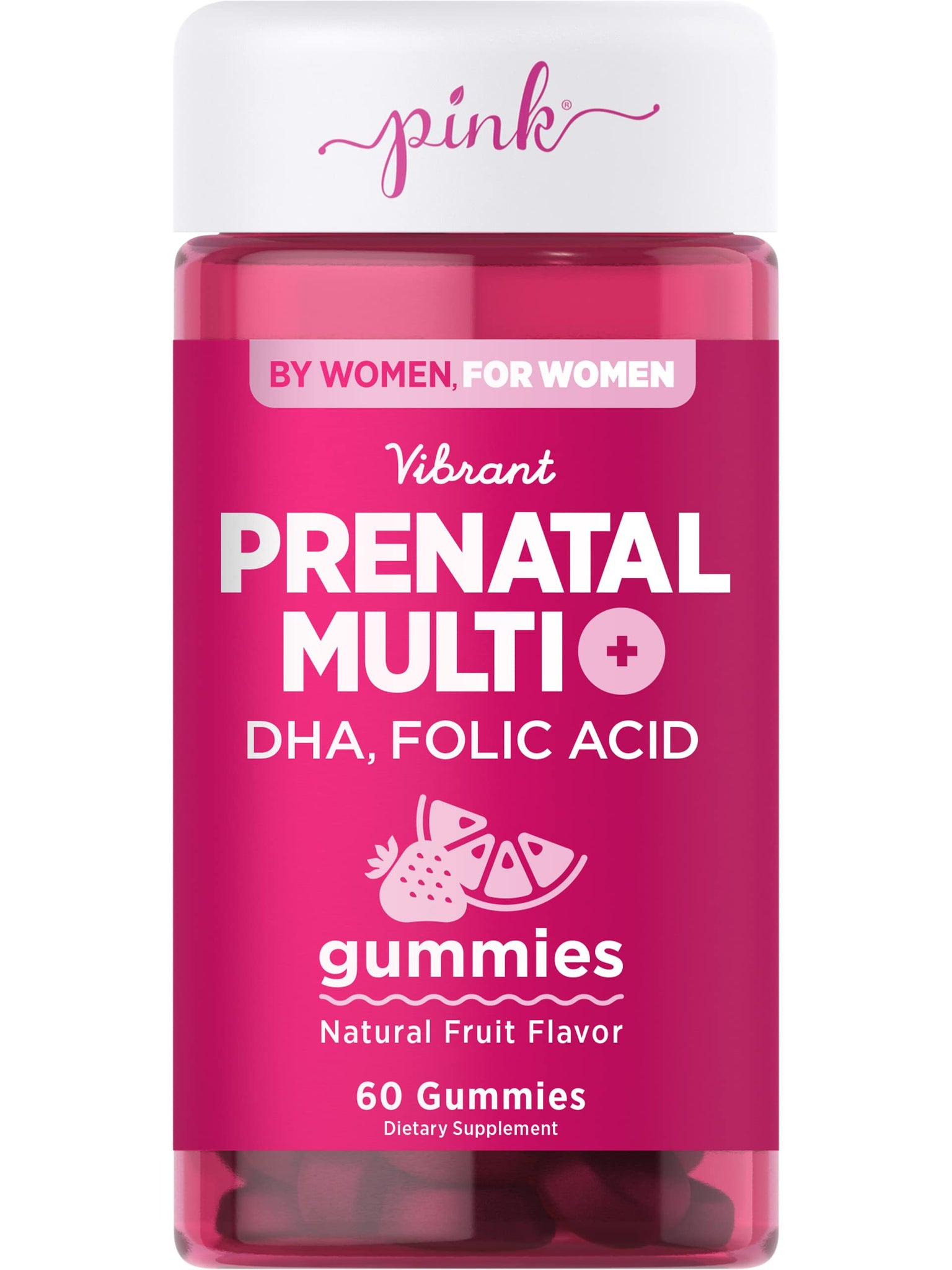 PINK Prenatal Vitamins | 60 Gummies with DHA and Folic Acid | Non-GMO & Gluten Free Multivitamin