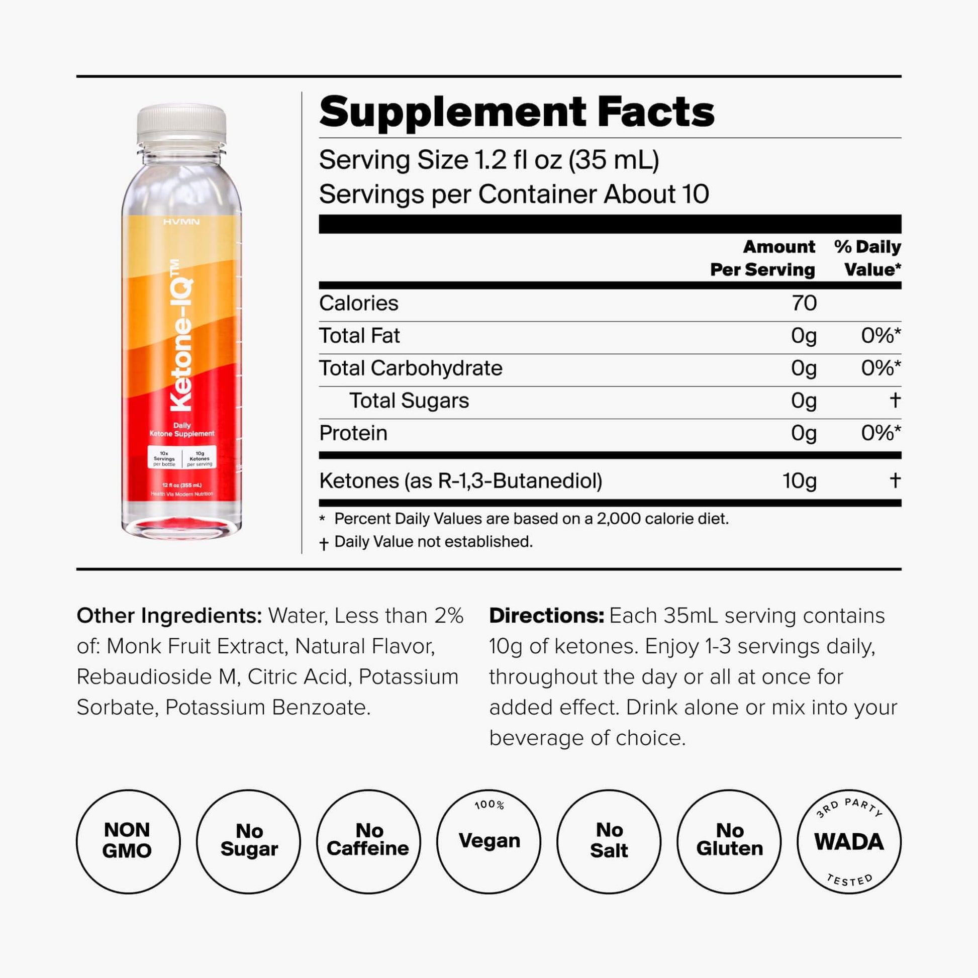 H.V.M.N. Ketone IQ - Get Your Fuel from Ketones. No Sugar, No Salt, No Caffeine. 30 Servings H.V.M.N.
