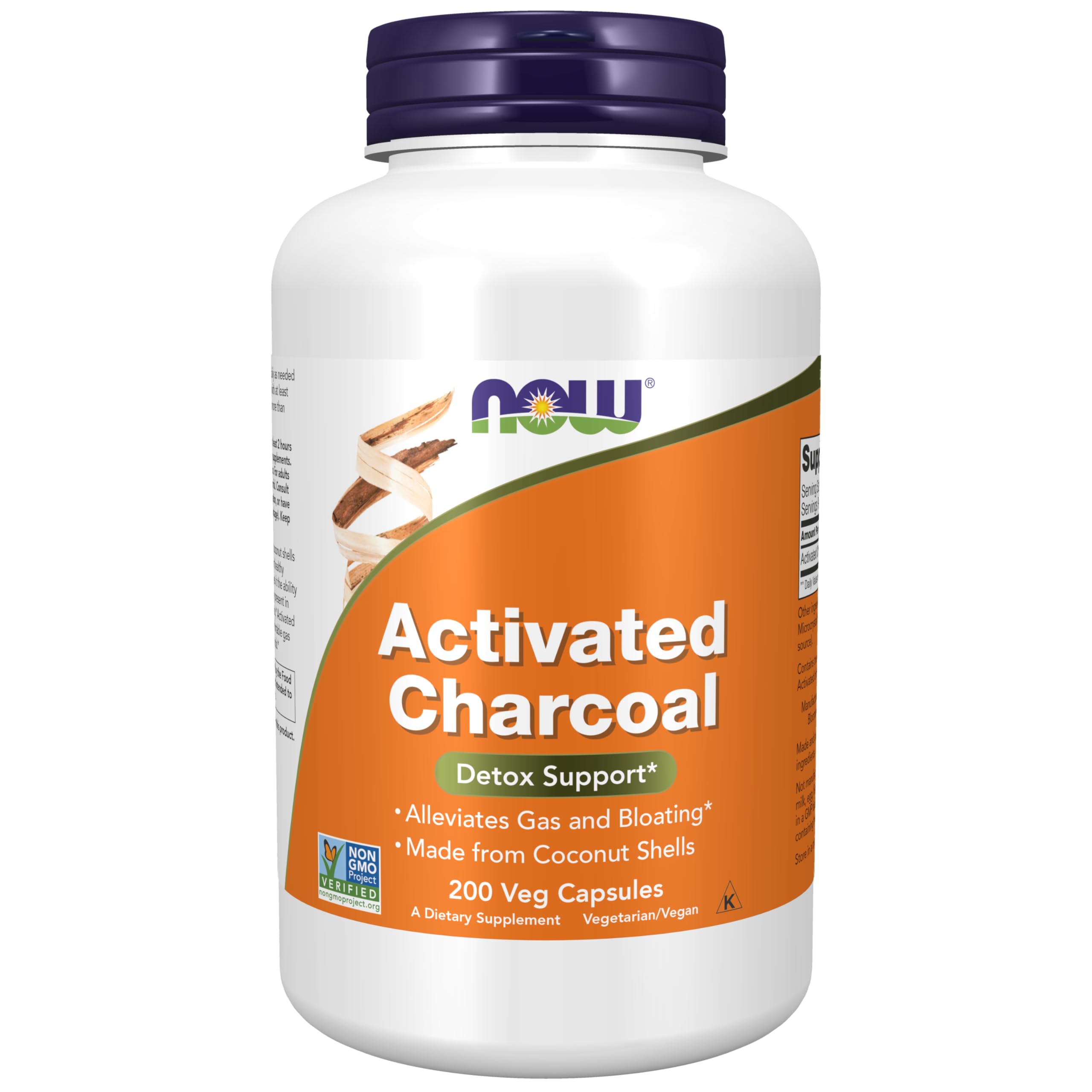 NOW Supplements, Activated Charcoal Made from Coconut Shells, Non-GMO Project Verified