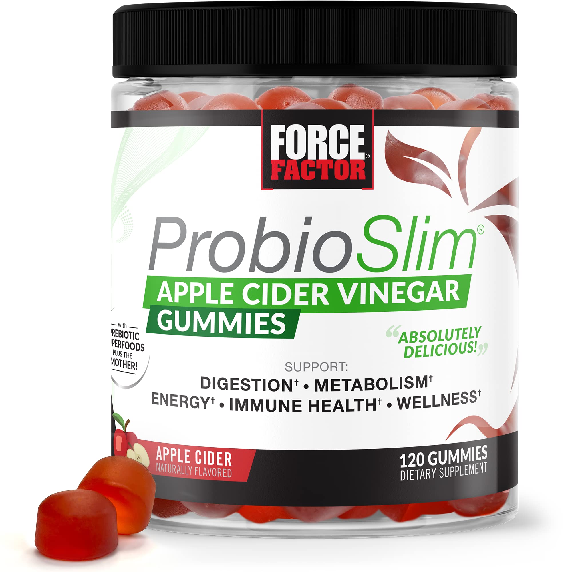 Force Factor ProbioSlim Apple Cider Vinegar Gummies with Organic, LactoSpore Probiotics Force Factor