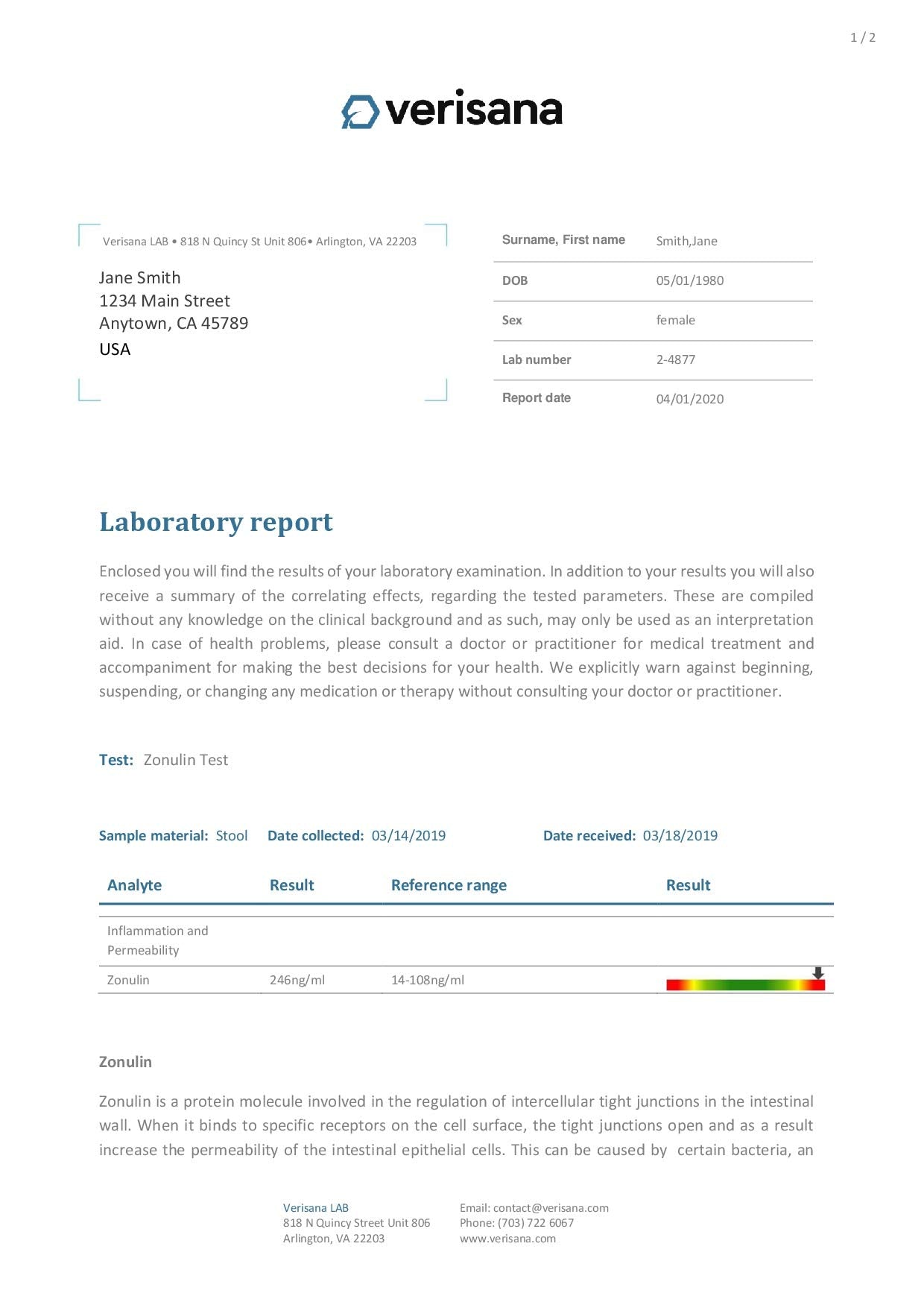 Candida & Helicobacter & Zonulin Test – Lab Testing Kit for Diagnosing Candida, H Pylori and Zonulin Verisana