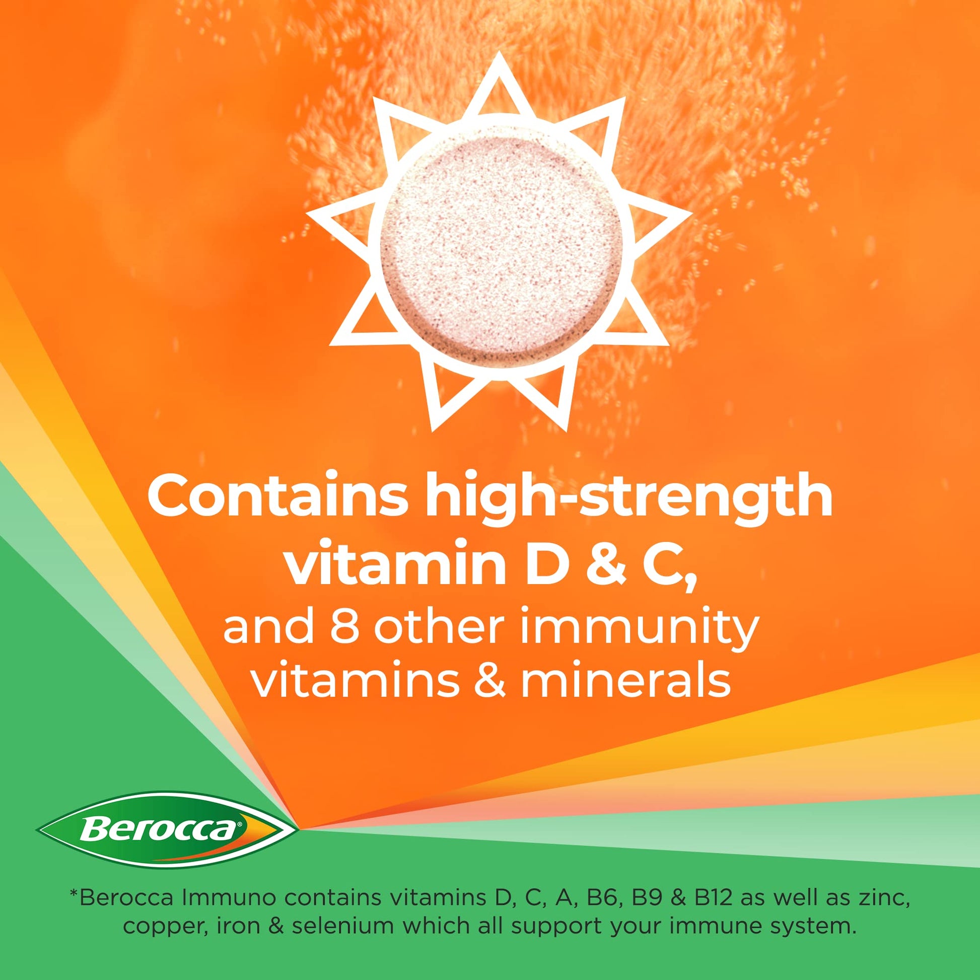 Berocca Immuno Effervescent Tablets, 11 Vitamins and Minerals, Including Vitamins D, C Berocca