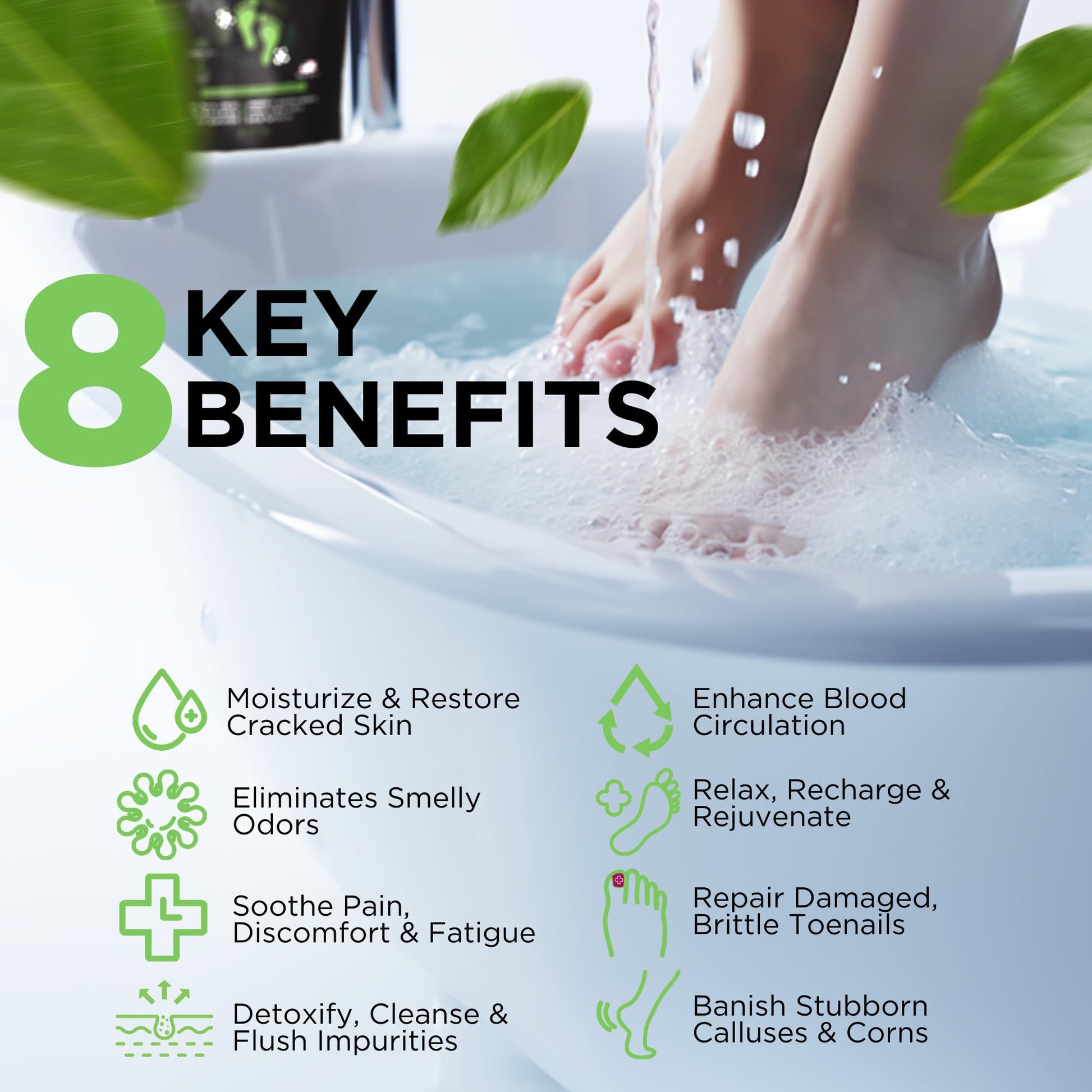 Tea Tree Oil Foot Soak with Epsom Salt - Made in USA - for Toenail Athletes Foot DAILY REMEDY